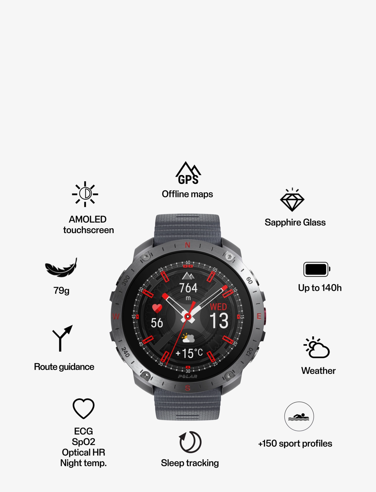 Polar - POLAR GRIT X2 PRO - smartwatches - slr/gry - 3