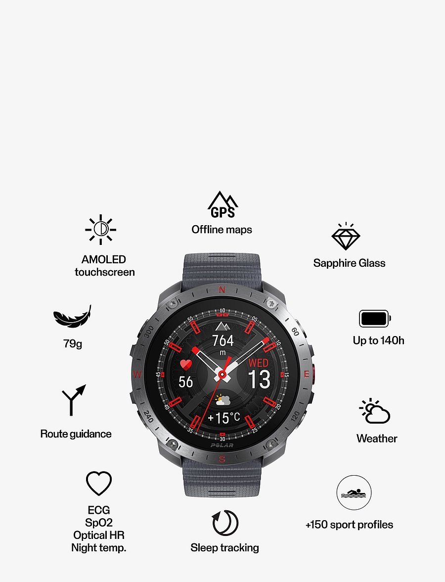 Polar - POLAR GRIT X2 PRO - smartwatches - slr/gry - 3