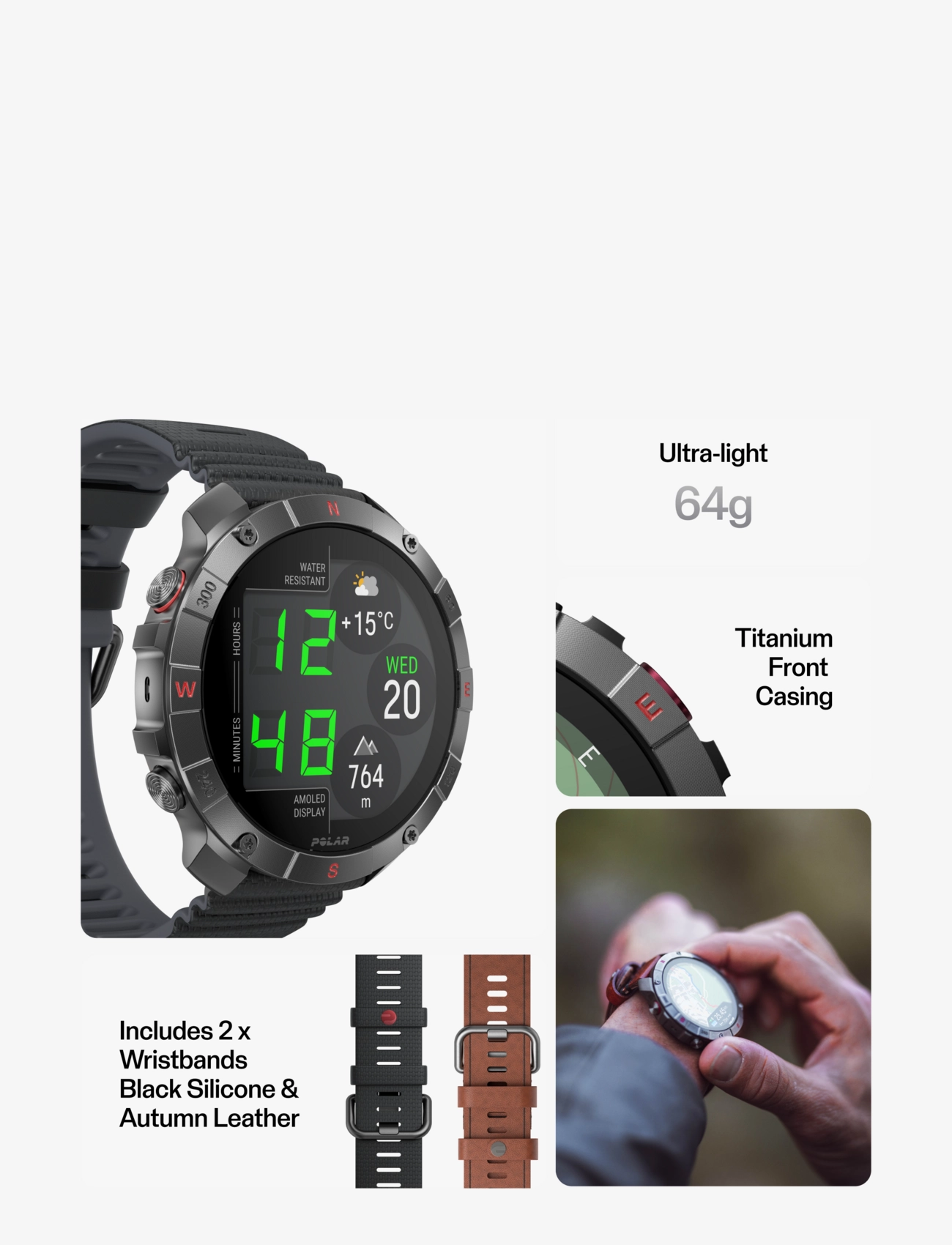 Polar - POLAR GRIT X2 PRO TITAN - træningsure og tilbehør - brnz - 4