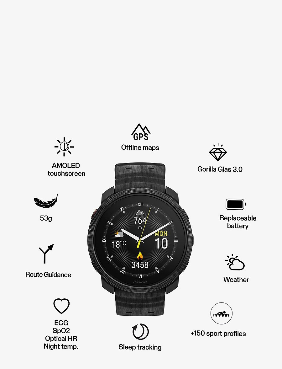 Polar - POLAR VANTAGE M3 - viedpulksteņi - black - 2