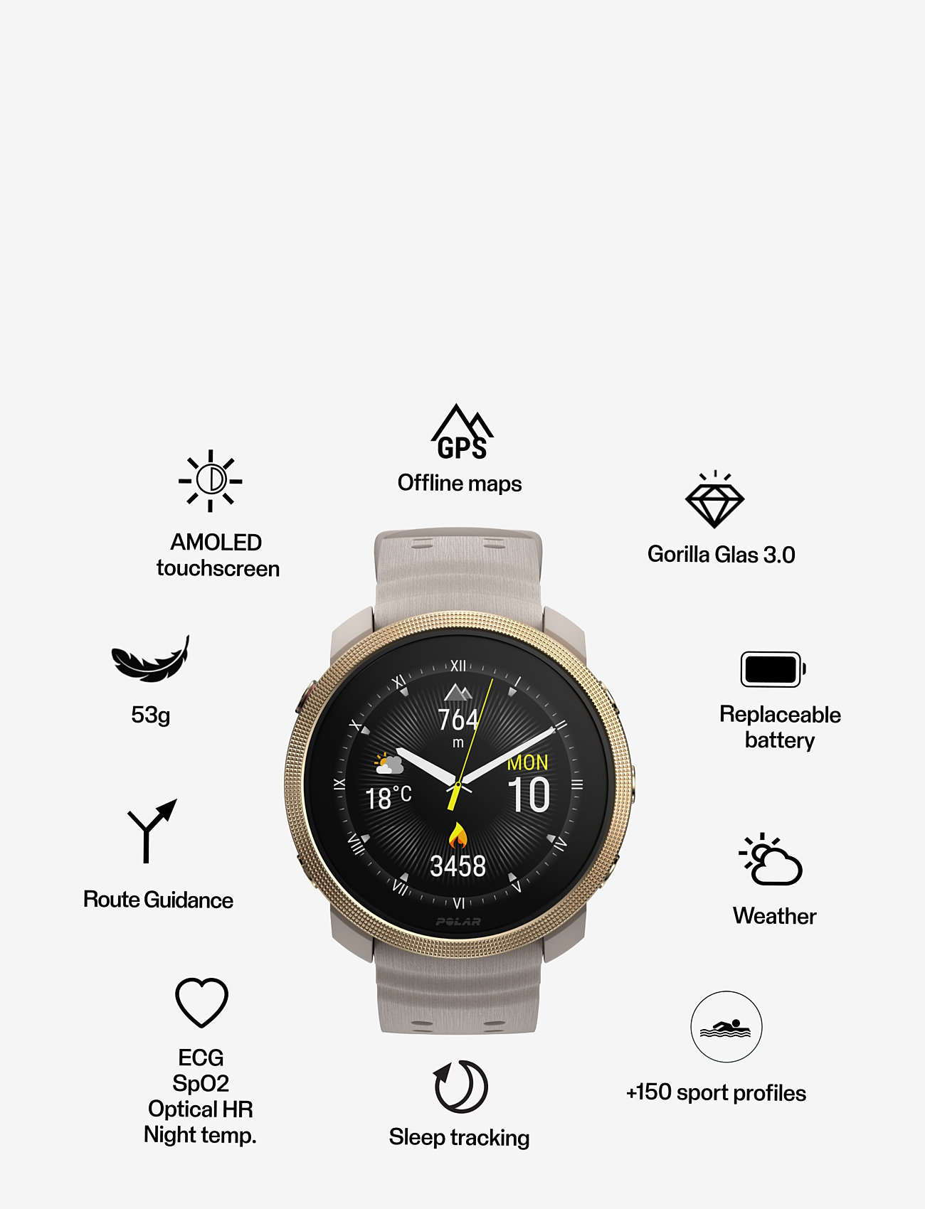 Polar - POLAR VANTAGE M3 - smartwatches - greige-gold - 2