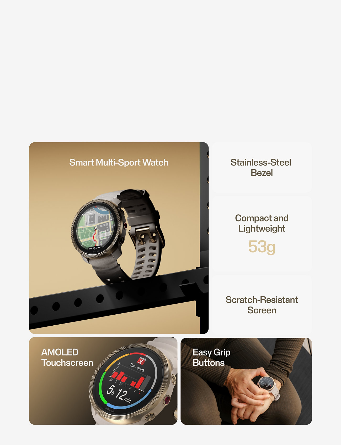 Polar - POLAR VANTAGE M3 - smartwatches - greige-gold - 3