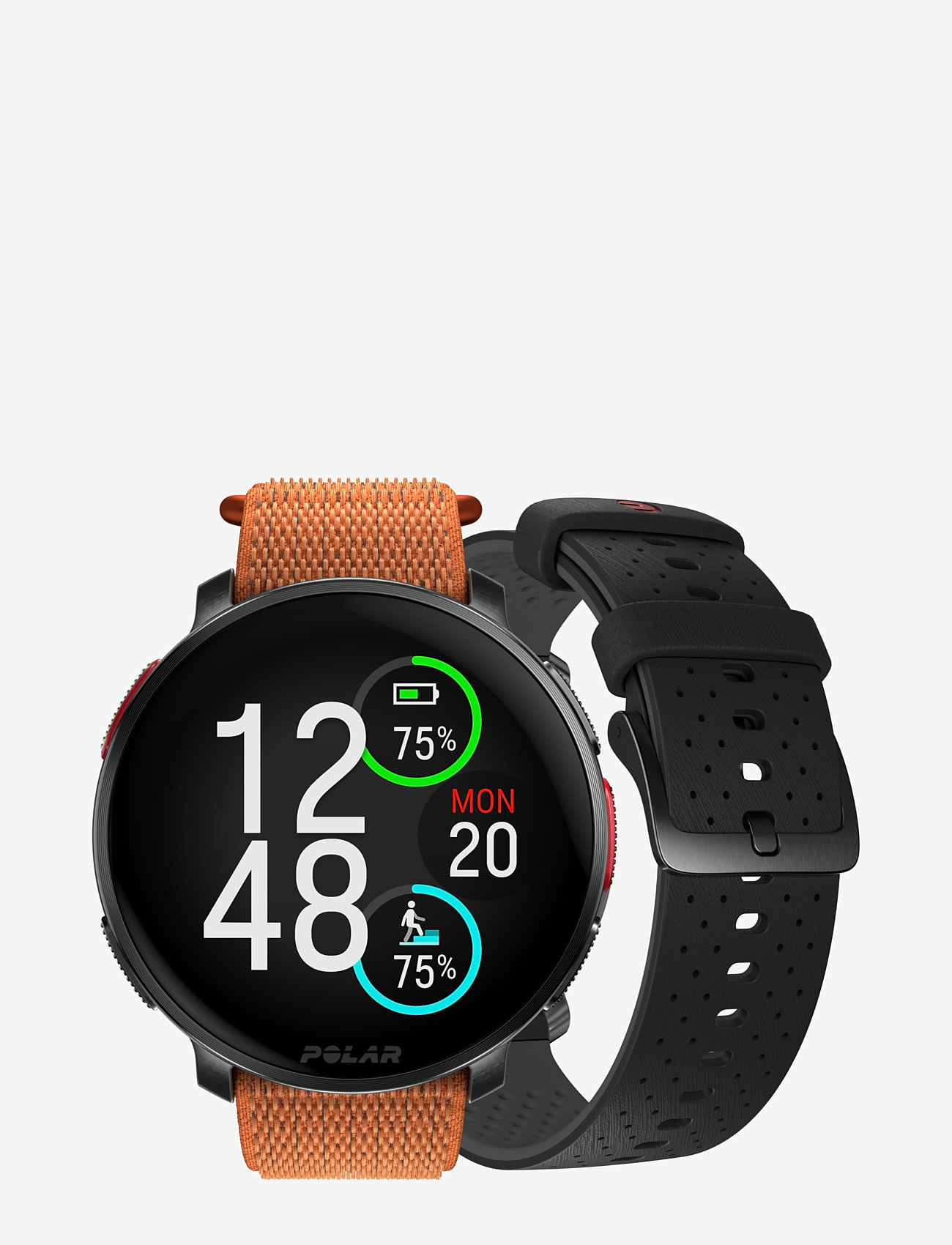 Polar - POLAR VANTAGE V3 BLK/BLK W/ORA H&L - smartwatches - black-orange - 1