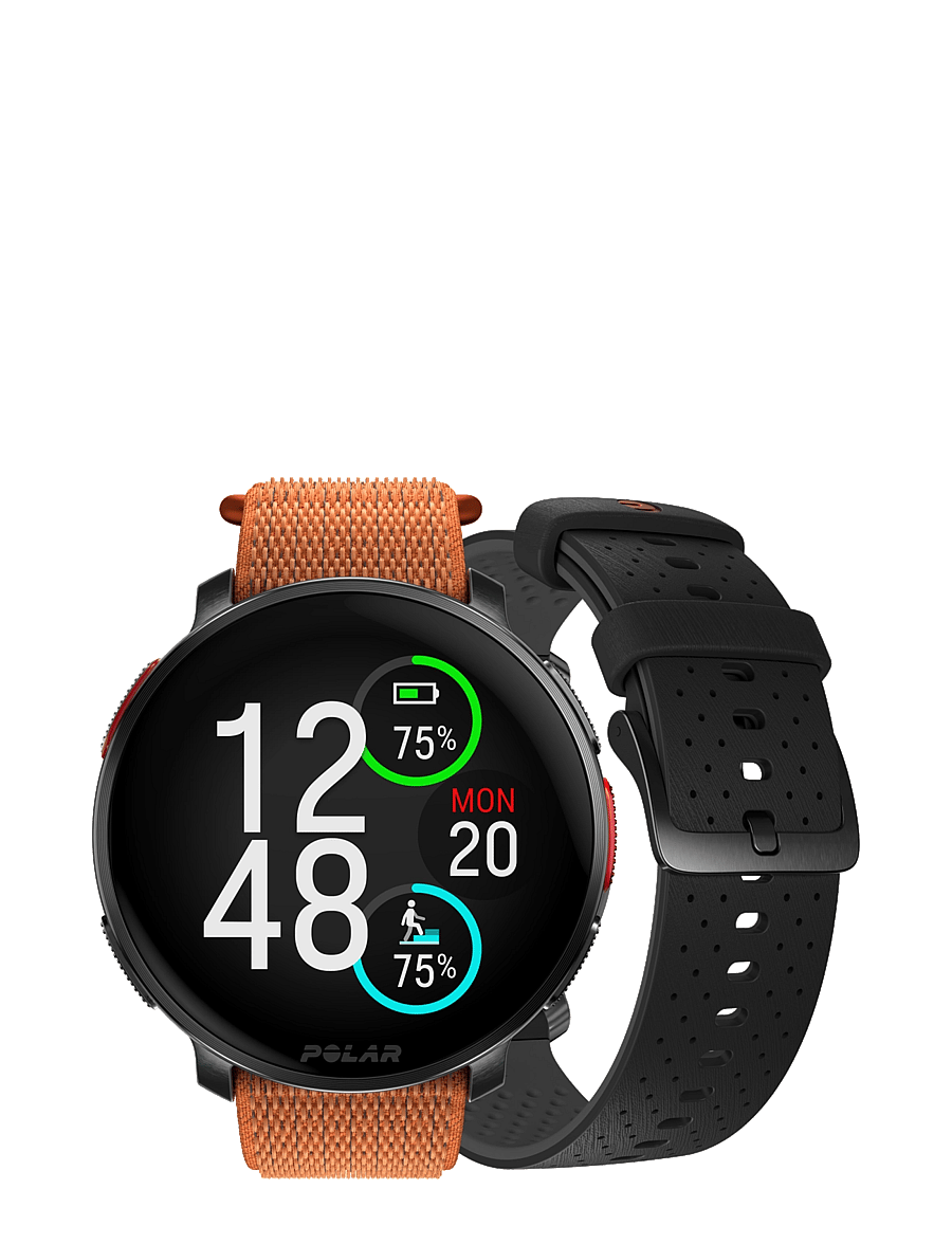 Polar - POLAR VANTAGE V3 BLK/BLK W/ORA H&L - smartwatches - black-orange - 1