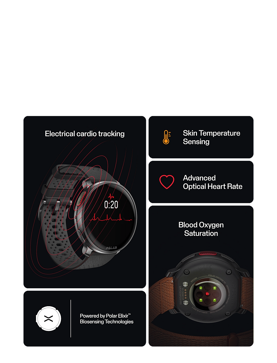 Polar - POLAR VANTAGE V3 BLK/BLK W/ORA H&L - smartwatches - black-orange - 3