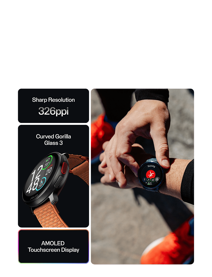Polar - POLAR VANTAGE V3 BLK/BLK W/ORA H&L - smartwatches - black-orange - 4