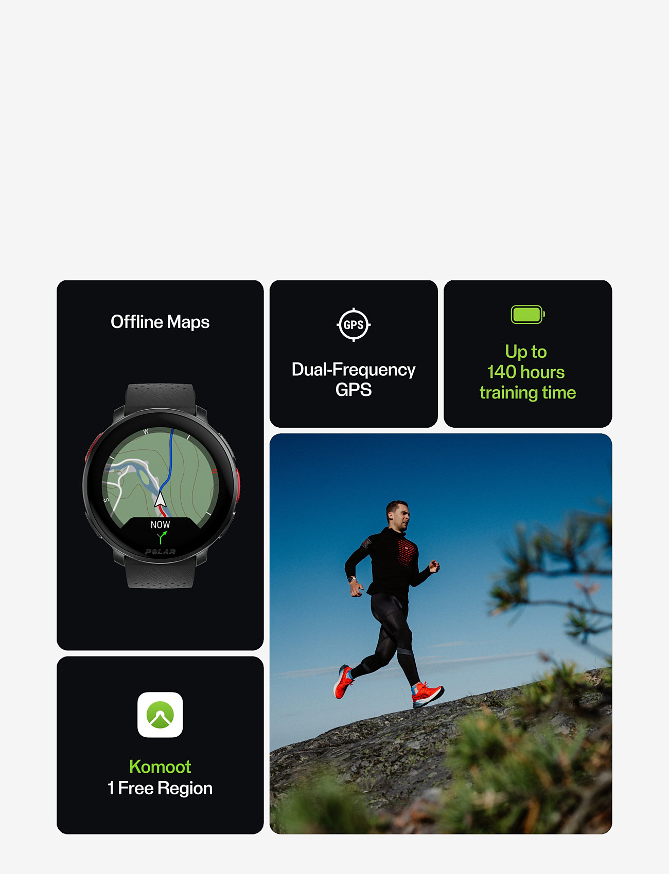 Polar - POLAR VANTAGE V3 BLK/BLK W/ORA H&L - smartwatches - black-orange - 5