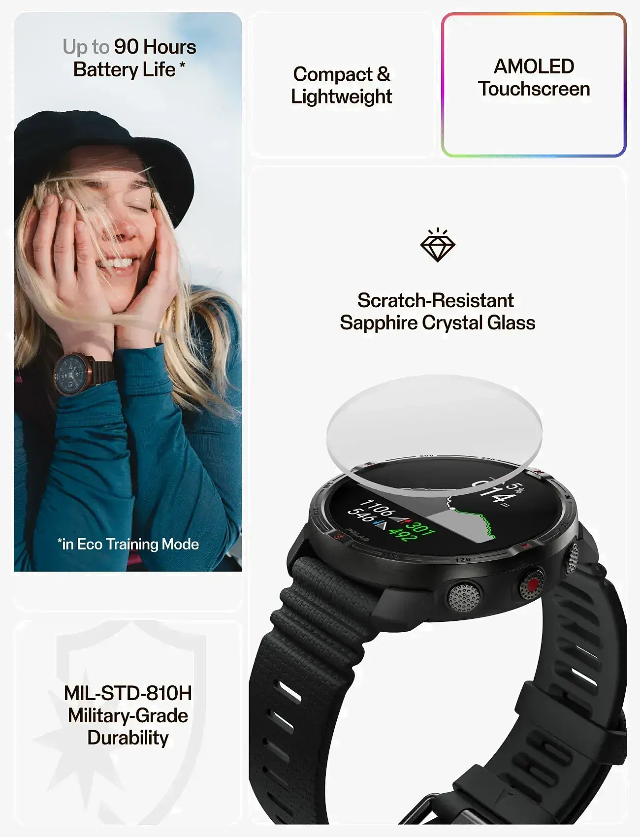 Polar - POLAR GRIT X2 BLK S-L - smartwatches - black - 3