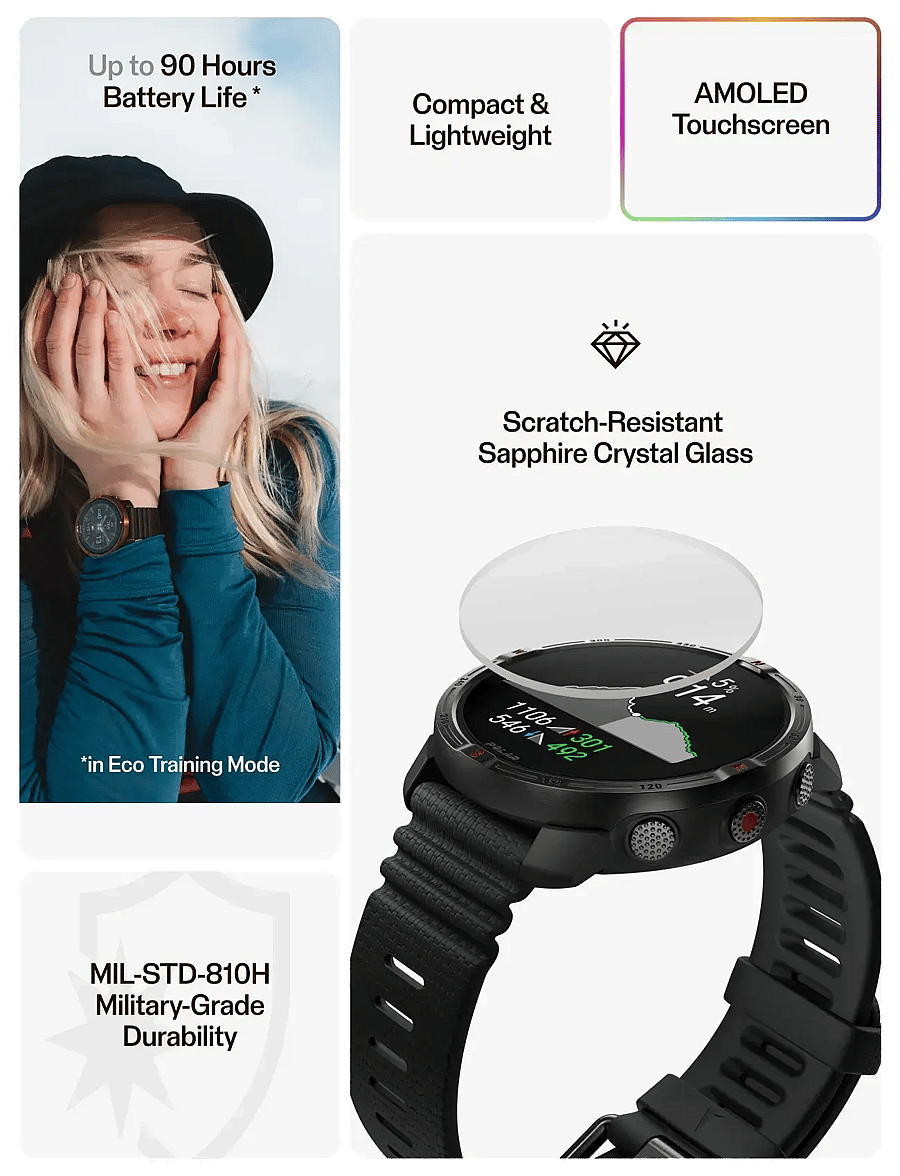 Polar - POLAR GRIT X2 BLK S-L - Älykellot - black - 3