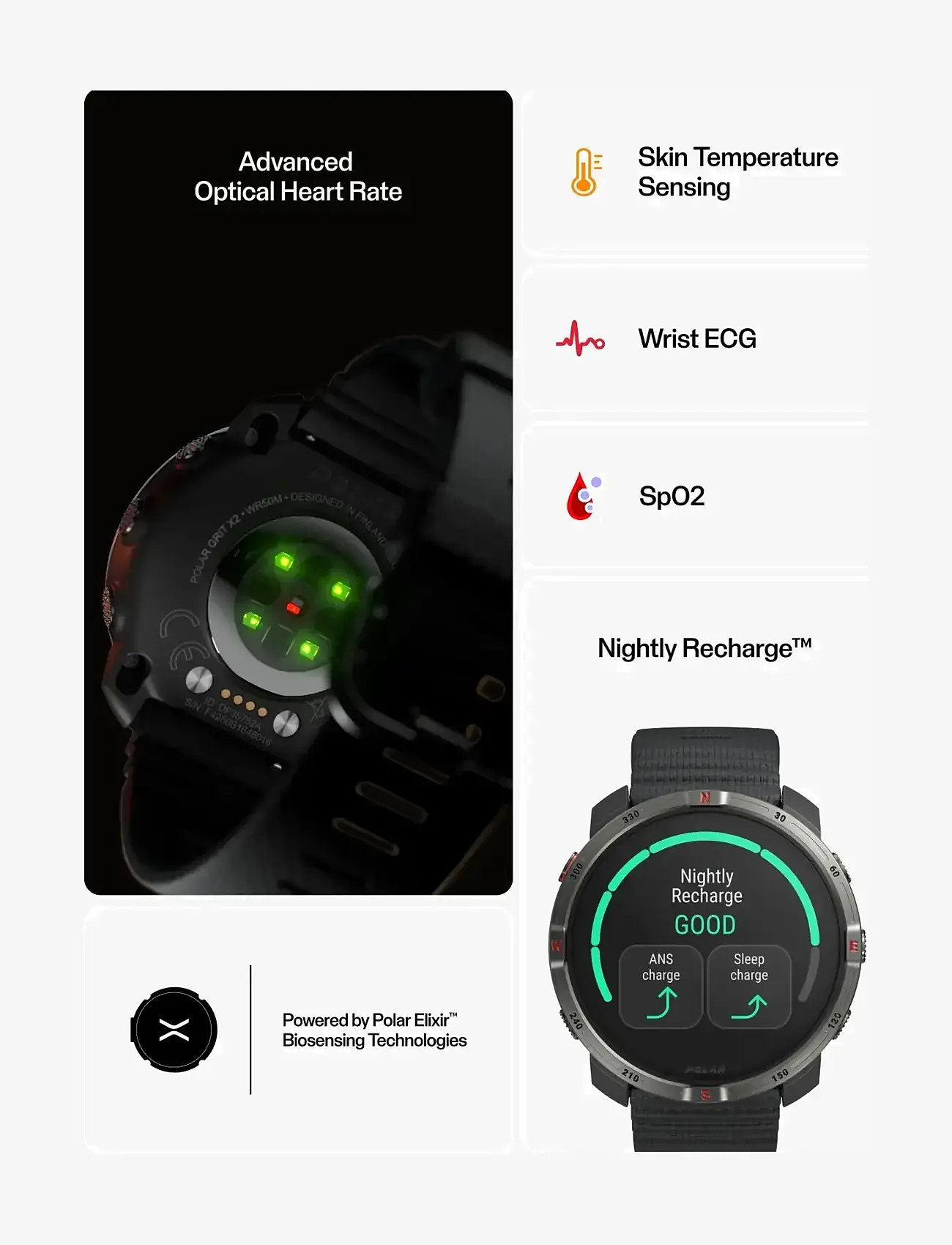 Polar - POLAR GRIT X2 BLK S-L - smartwatches - black - 5