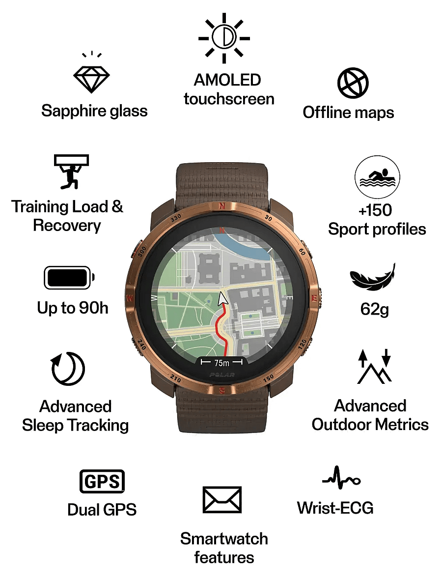 Polar - POLAR GRIT X2 BRN S-L - smartwatches - brown - 2