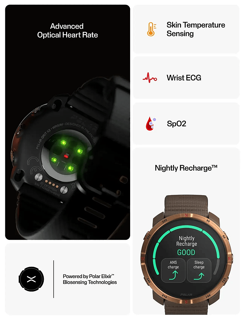 Polar - POLAR GRIT X2 BRN S-L - smartwatches - brown - 5