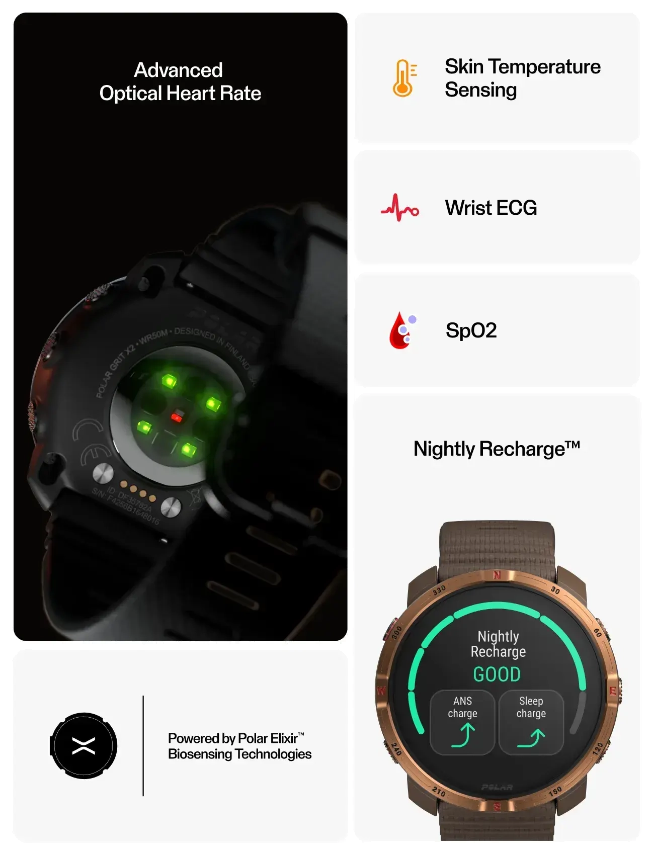 Polar - POLAR GRIT X2 BRN S-L - smartwatches - brown - 5