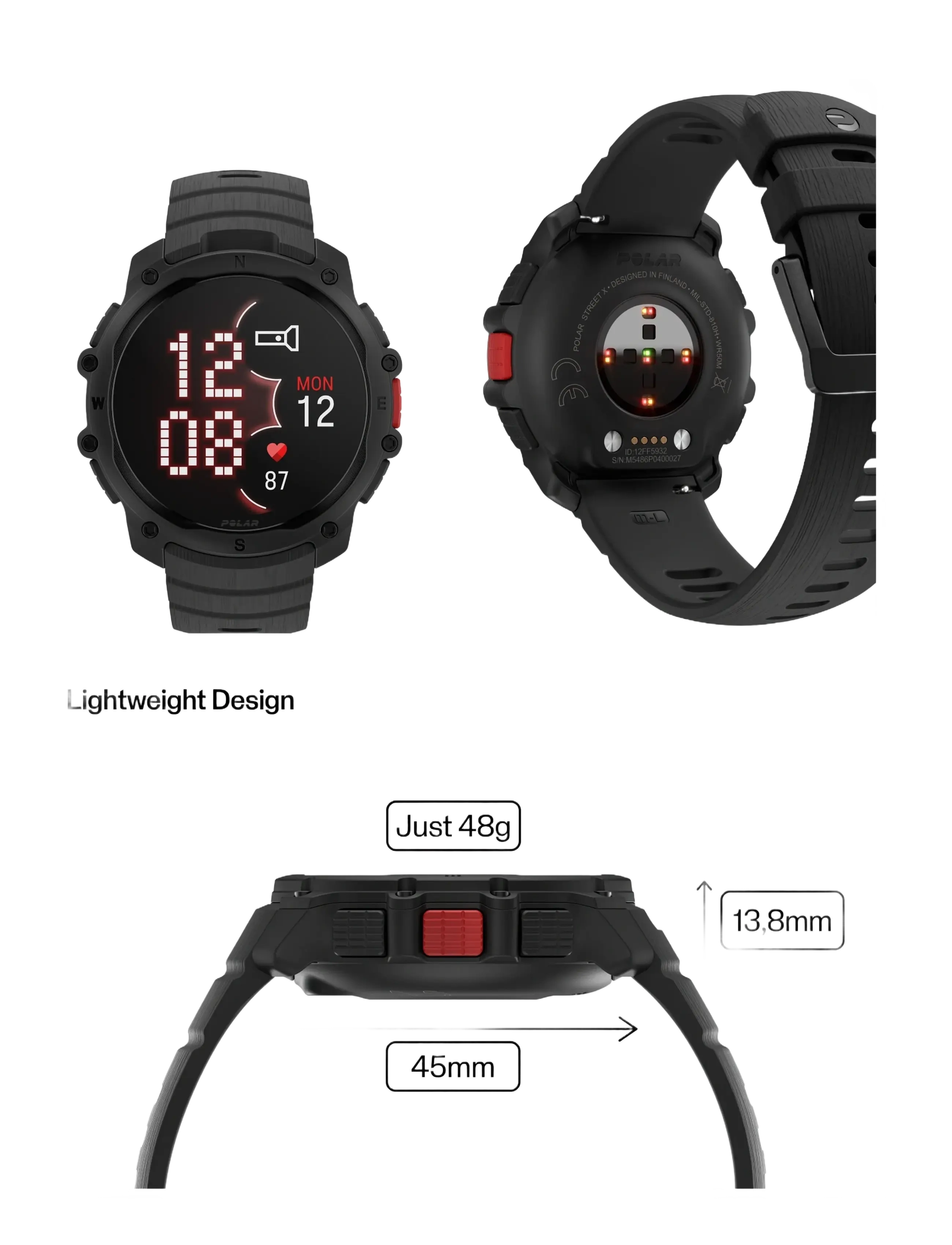 Polar - POLAR STREET X - smartwatches - black - 2