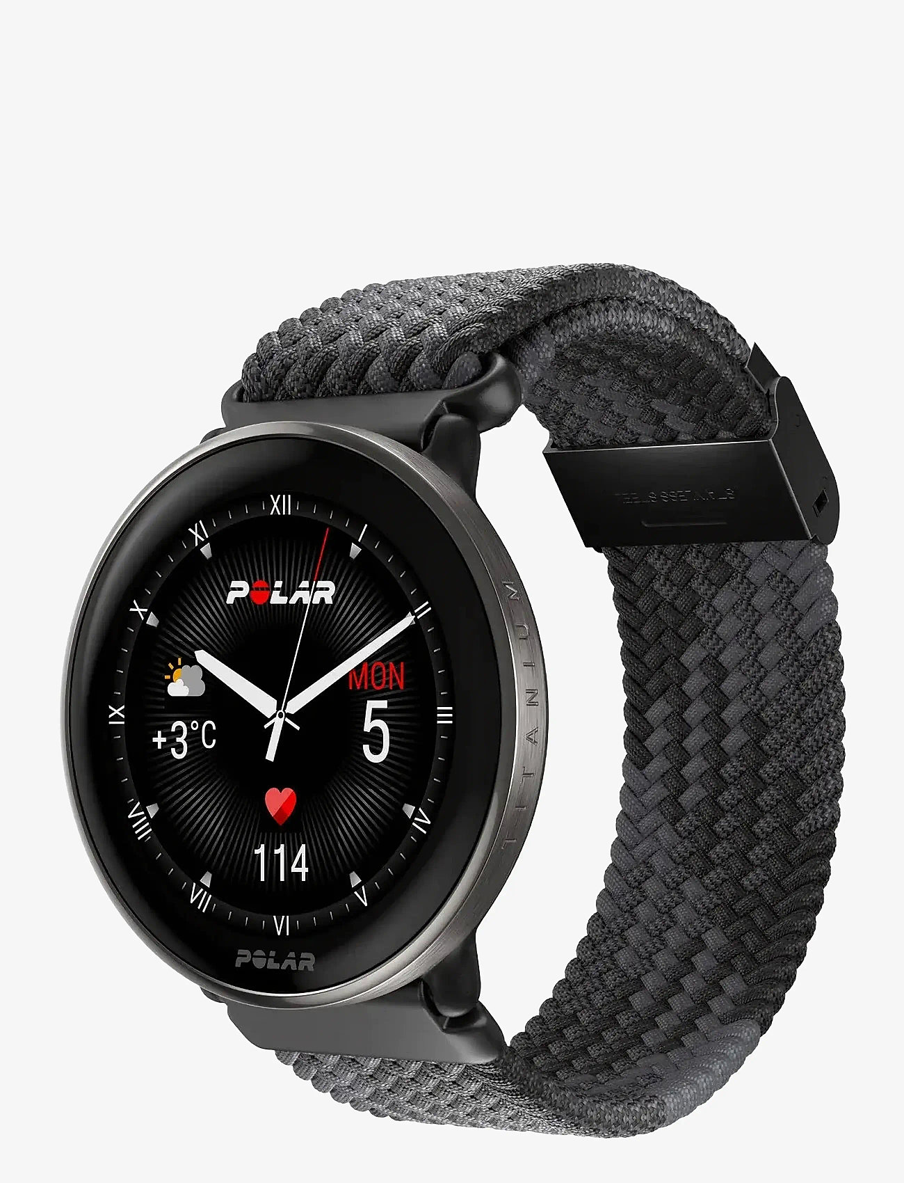 Polar - POLAR WB 20MM BRAIDED YARN BLK S-L - smartwatches - black - 2
