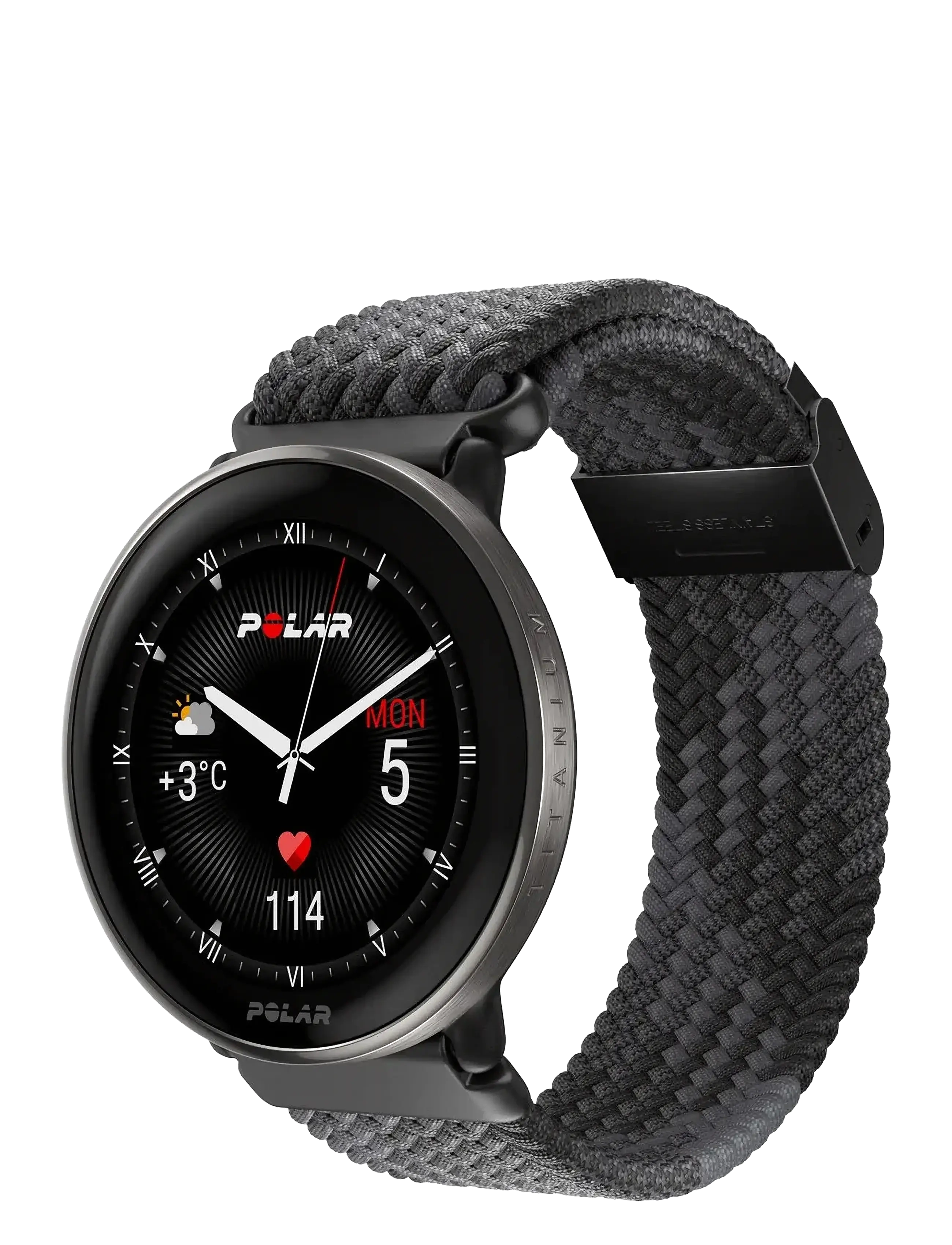 Polar - POLAR WB 20MM BRAIDED YARN BLK S-L - smartwatches - black - 2