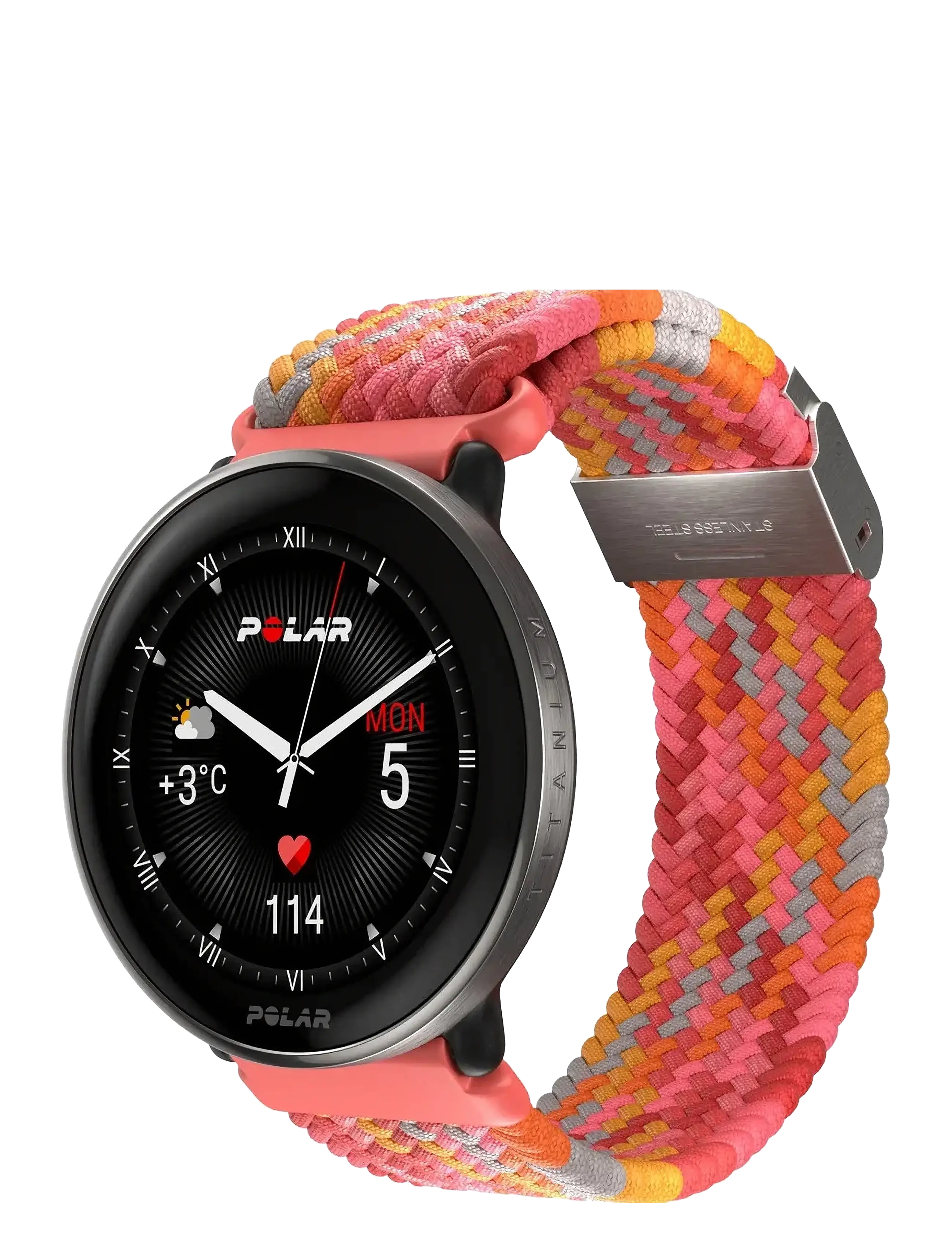 Polar - POLAR WB 20MM BRAIDED YARN RED S-L - smartwatches - red - 2