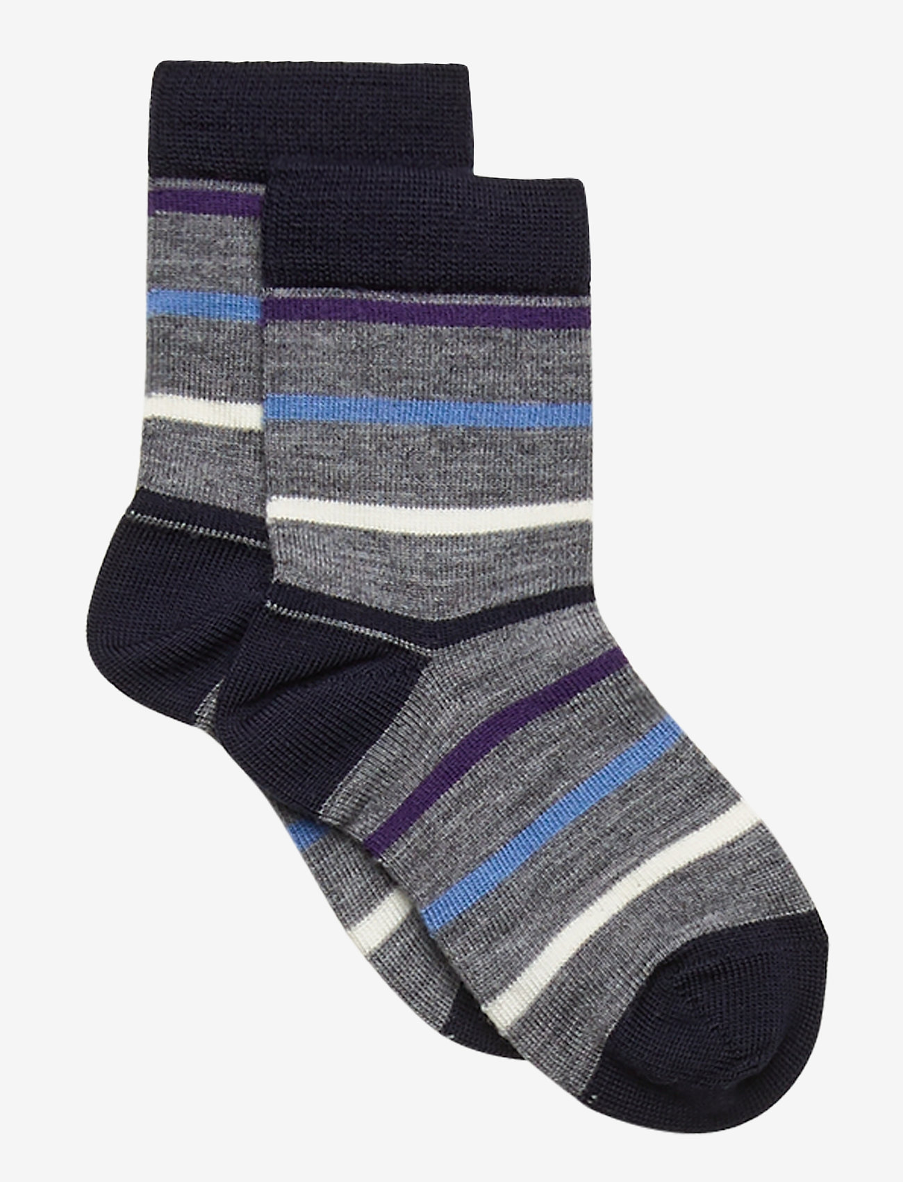 Polarn O. Pyret - Socks Wool Striped Preschool - greymelange - 0