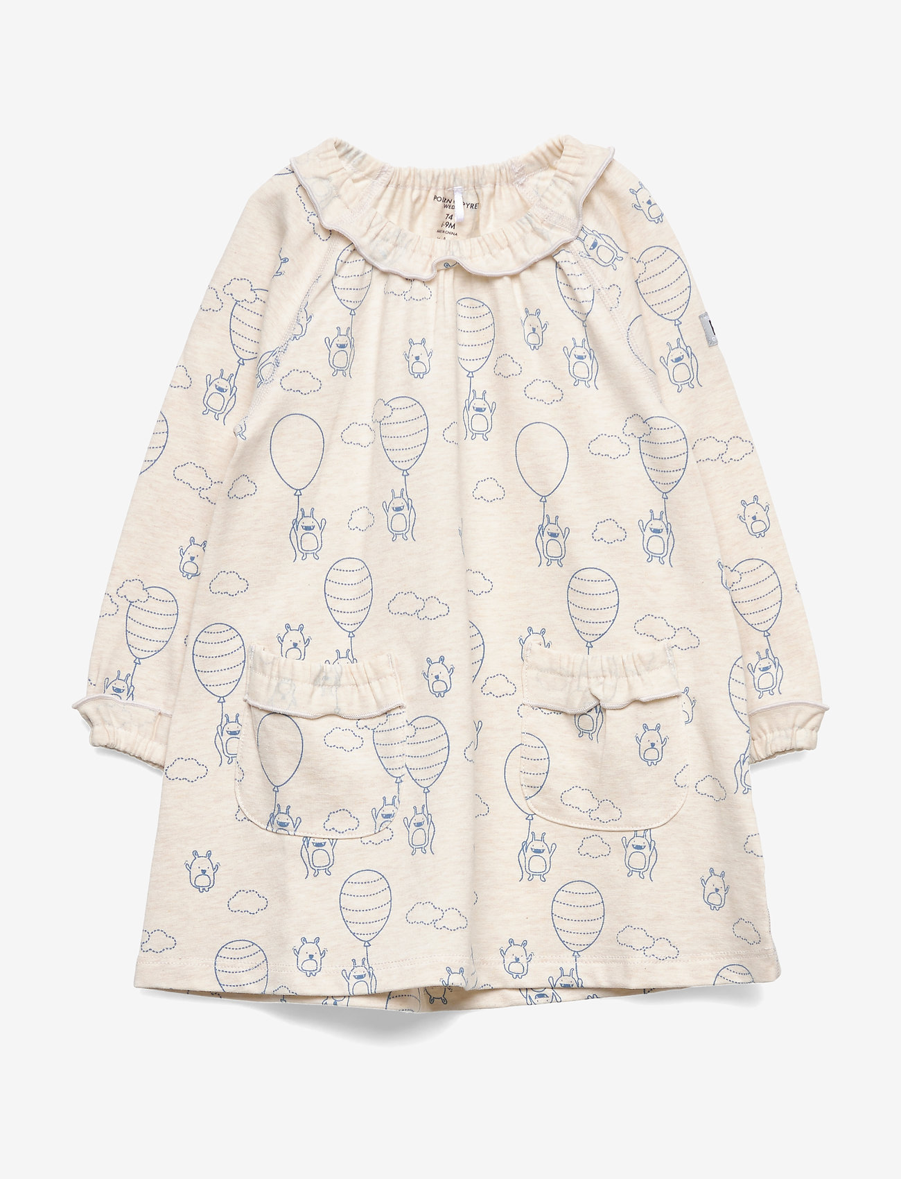 Polarn O. Pyret - Dress L/S AOP Baby - ecru melange - 0