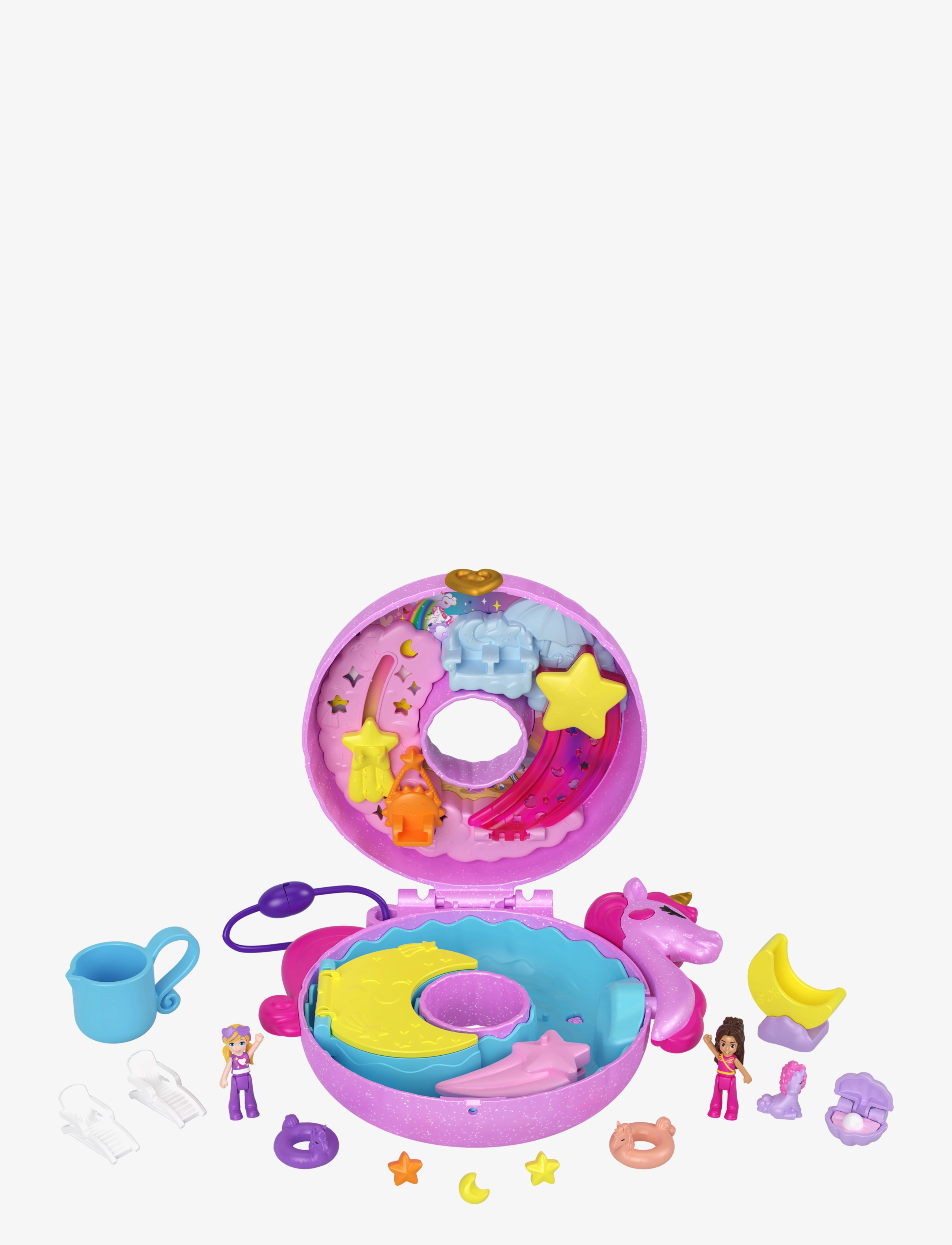 Polly Pocket Sparkle Cove Adventure Unicorn Floatie Compact, One Size, Multi/patterned, Legesæt Og Actionfigurer > Film- Og Eventyrfigurer, Børn