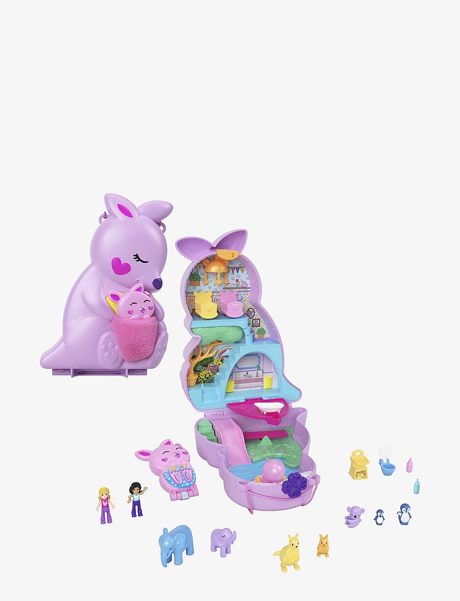Polly Pocket - Mama and Joey Kangaroo Purse Compact Playset with 2 Micro Dolls and Accessories - multi color - 0