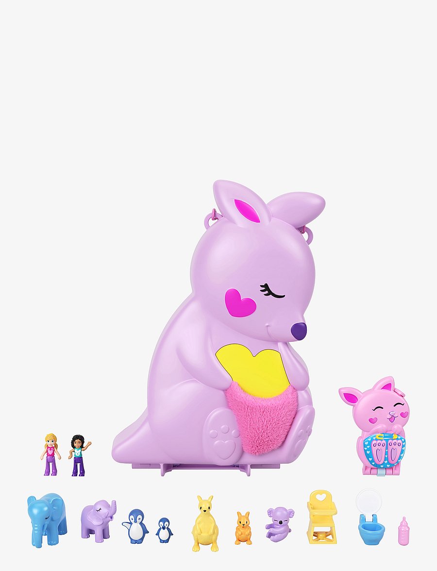 Polly Pocket - Mama and Joey Kangaroo Purse Compact Playset with 2 Micro Dolls and Accessories - multi color - 2