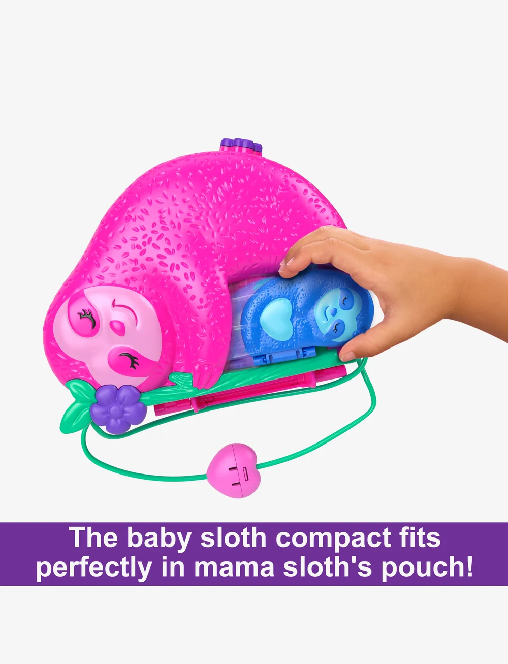 Polly Pocket - Dolls and Playset, Travel Toys, Sloth Family 2-in-1 Purse Compact - kvikmynda- og ævintýrapersónur - multicolor - 1