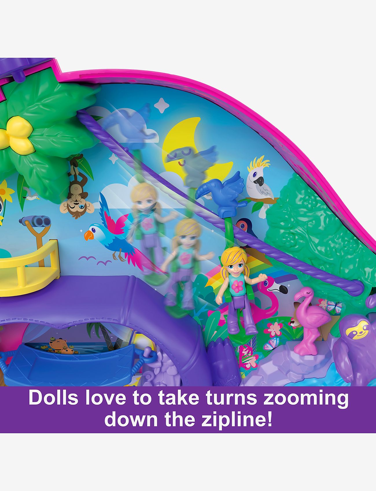 Polly Pocket - Dolls and Playset, Travel Toys, Sloth Family 2-in-1 Purse Compact - film- & eventyrsfigurer - multicolor - 3