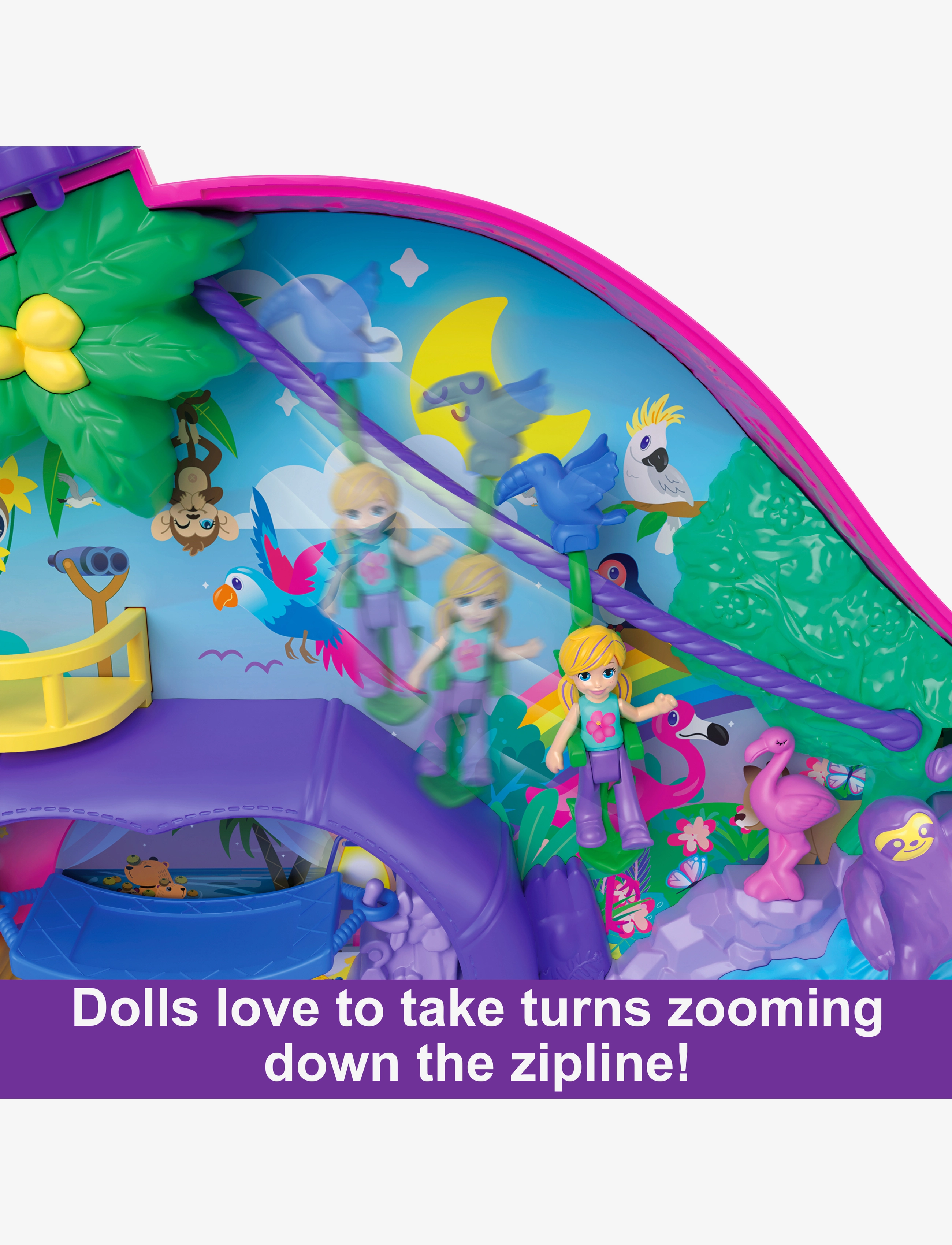 Polly Pocket - Dolls and Playset, Travel Toys, Sloth Family 2-in-1 Purse Compact - film- en sprookjesfiguren - multicolor - 3