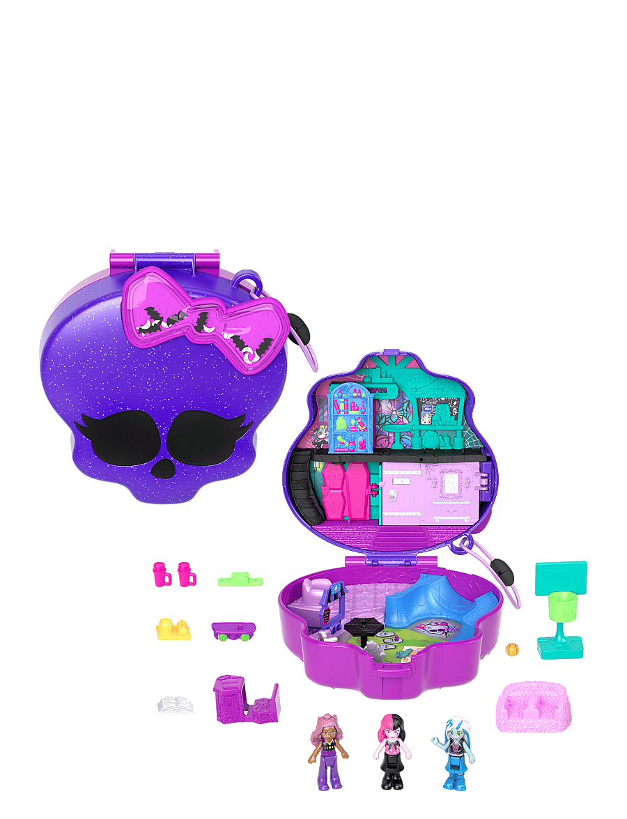Polly Pocket - Monster High Compact with 3 Micro Dolls & 10 Accessories, Opens to High School - multi color - 0