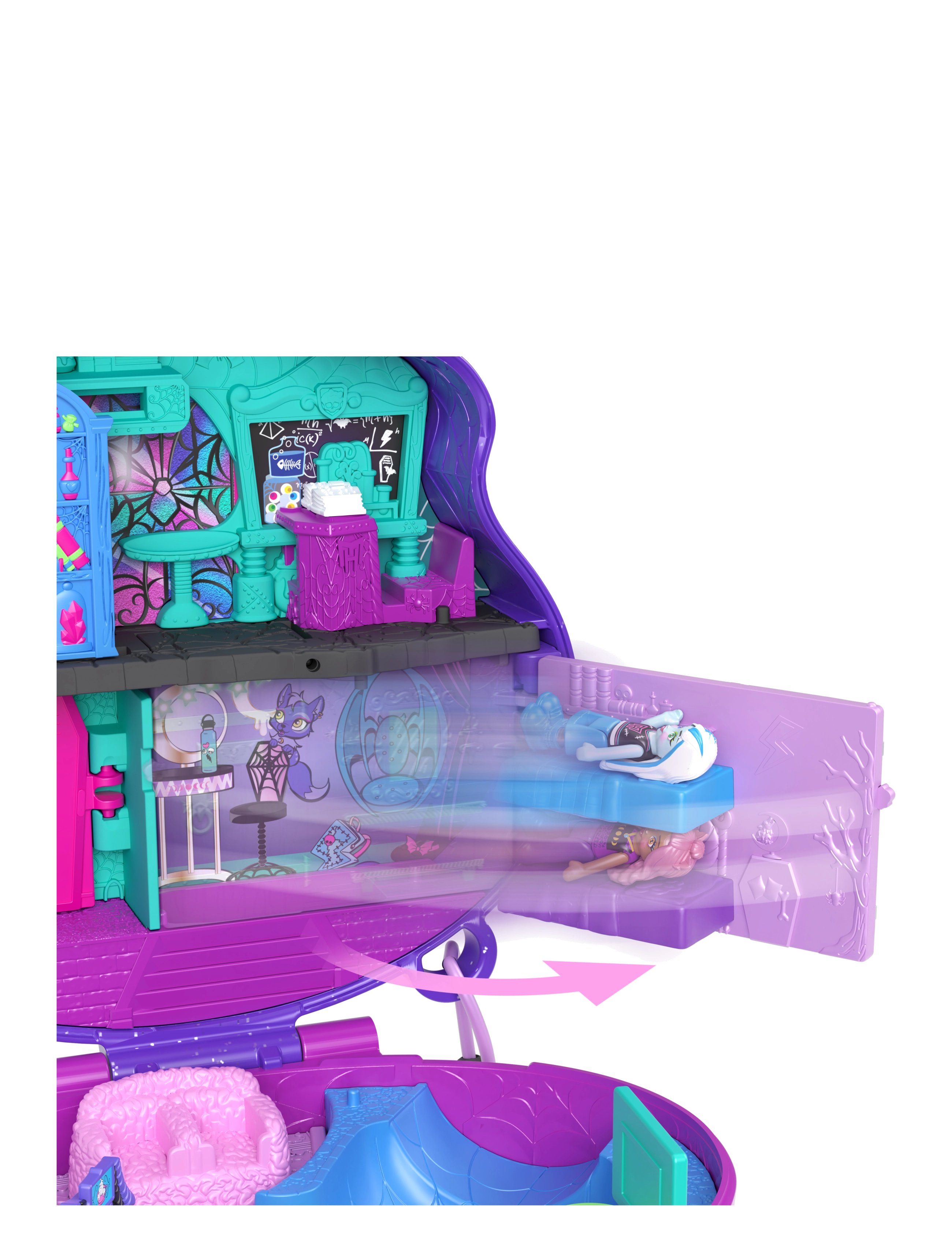 Polly Pocket - Monster High Compact with 3 Micro Dolls & 10 Accessories, Opens to High School - multi color - 1