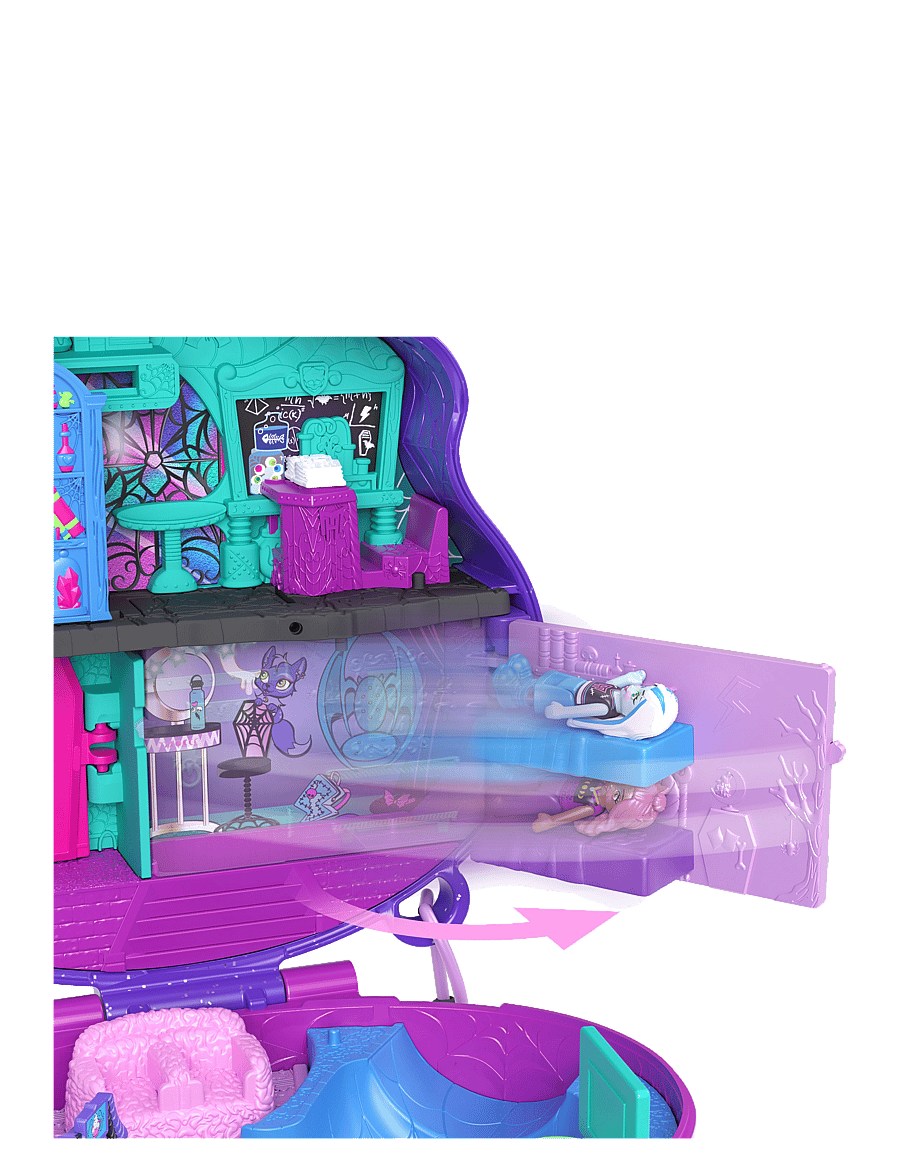 Polly Pocket - Monster High Compact with 3 Micro Dolls & 10 Accessories, Opens to High School - multi color - 1