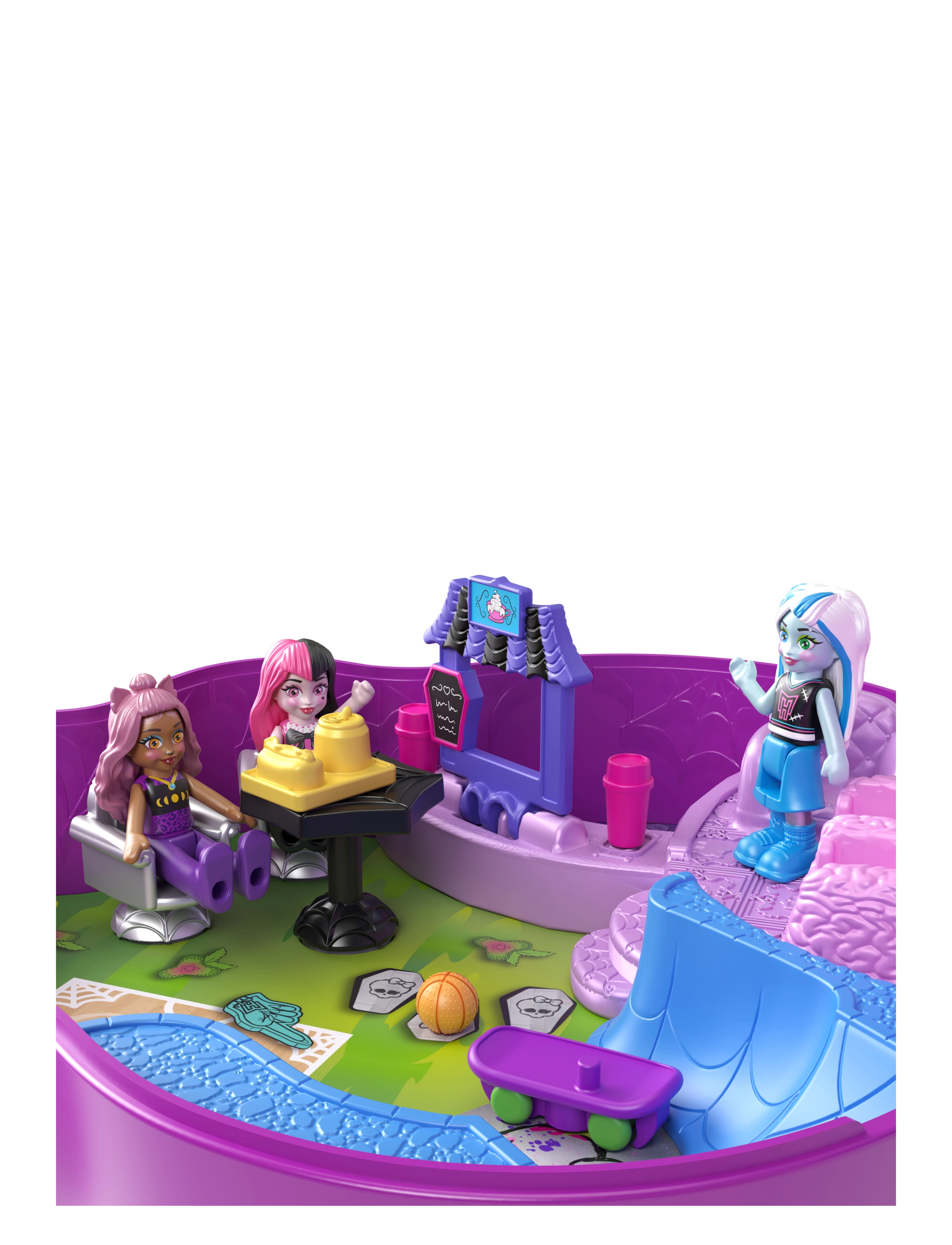 Polly Pocket - Monster High Compact with 3 Micro Dolls & 10 Accessories, Opens to High School - multi color - 2