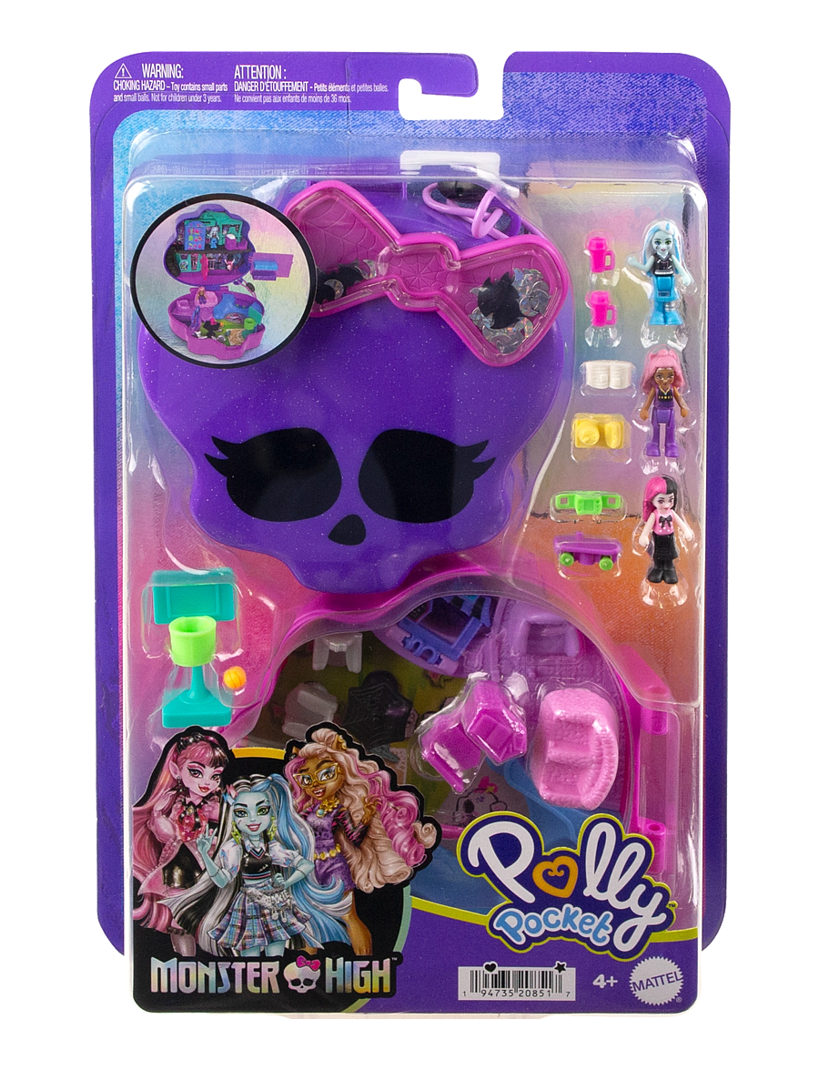 Polly Pocket - Monster High Compact with 3 Micro Dolls & 10 Accessories, Opens to High School - multi color - 5