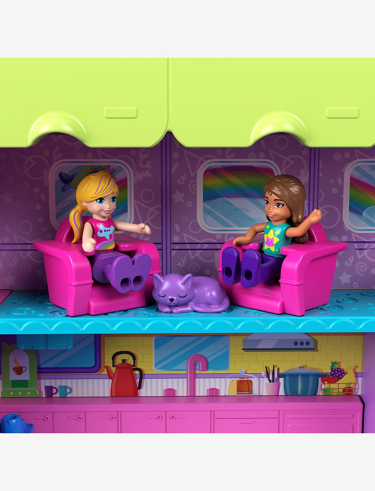 Polly Pocket - Kitty Airways Playset with 2 Micro Dolls and Pet, Airplane Travel Toy with Accessories - spiel-sets - multicolor - 1