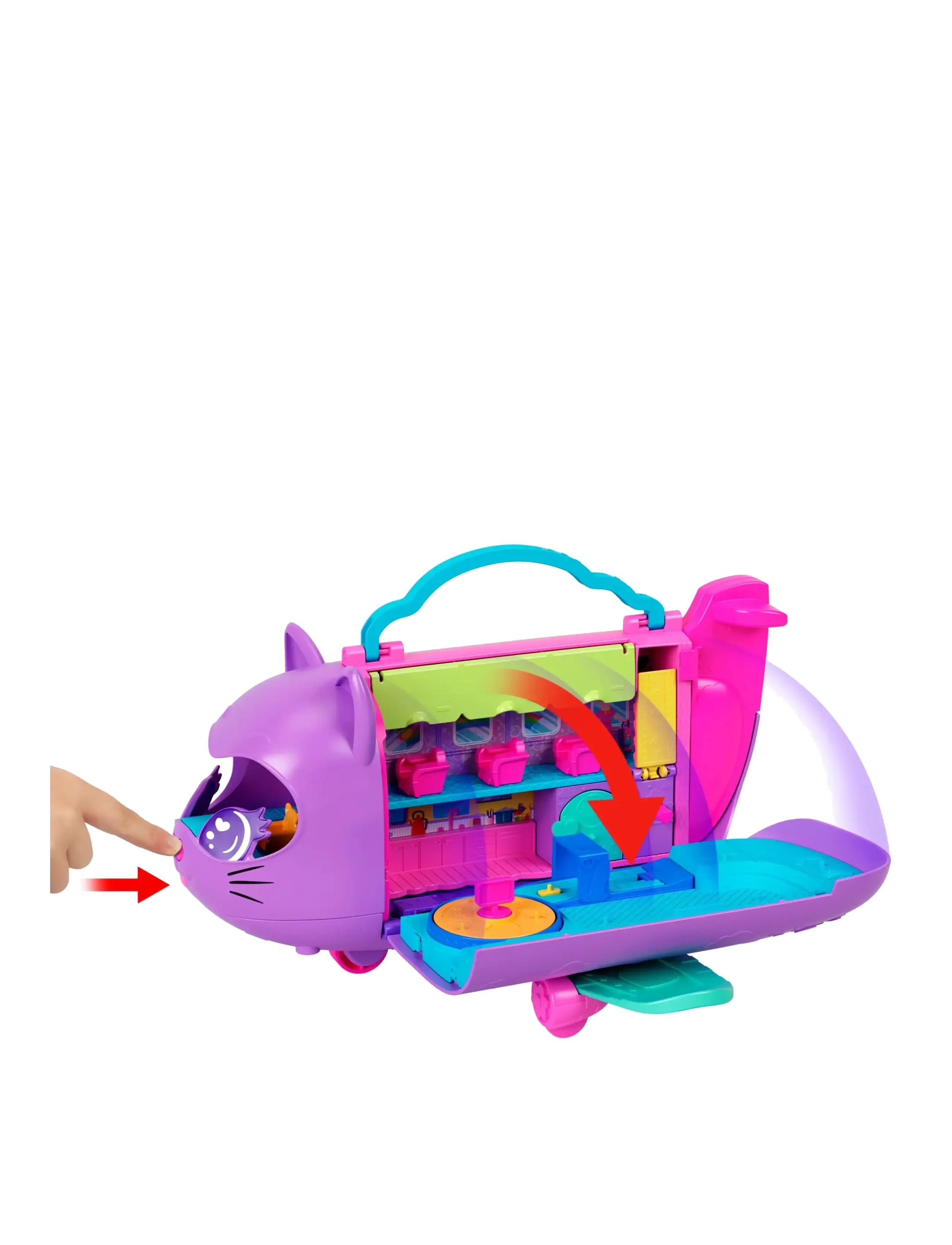 Polly Pocket - Kitty Airways Playset with 2 Micro Dolls and Pet, Airplane Travel Toy with Accessories - legesæt - multicolor - 2