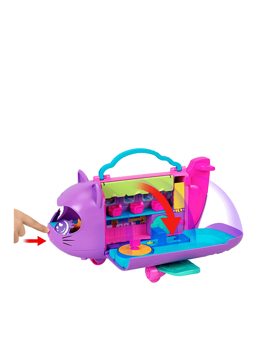 Polly Pocket - Kitty Airways Playset with 2 Micro Dolls and Pet, Airplane Travel Toy with Accessories - mängukomplektid - multicolor - 2