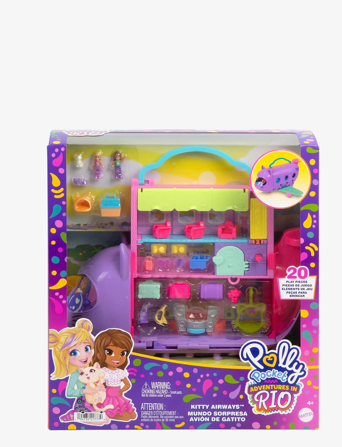 Polly Pocket Kitty Airways Playset With Micro Dolls And Pet