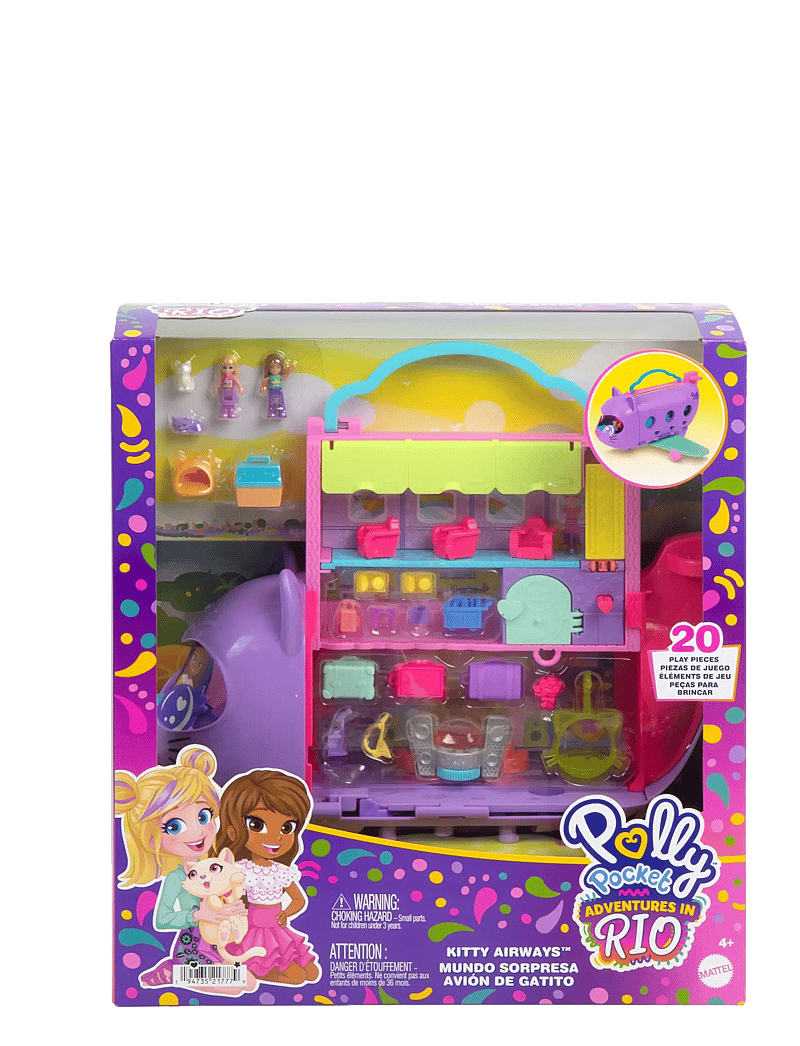 Polly Pocket - Kitty Airways Playset with 2 Micro Dolls and Pet, Airplane Travel Toy with Accessories - spiel-sets - multicolor - 3
