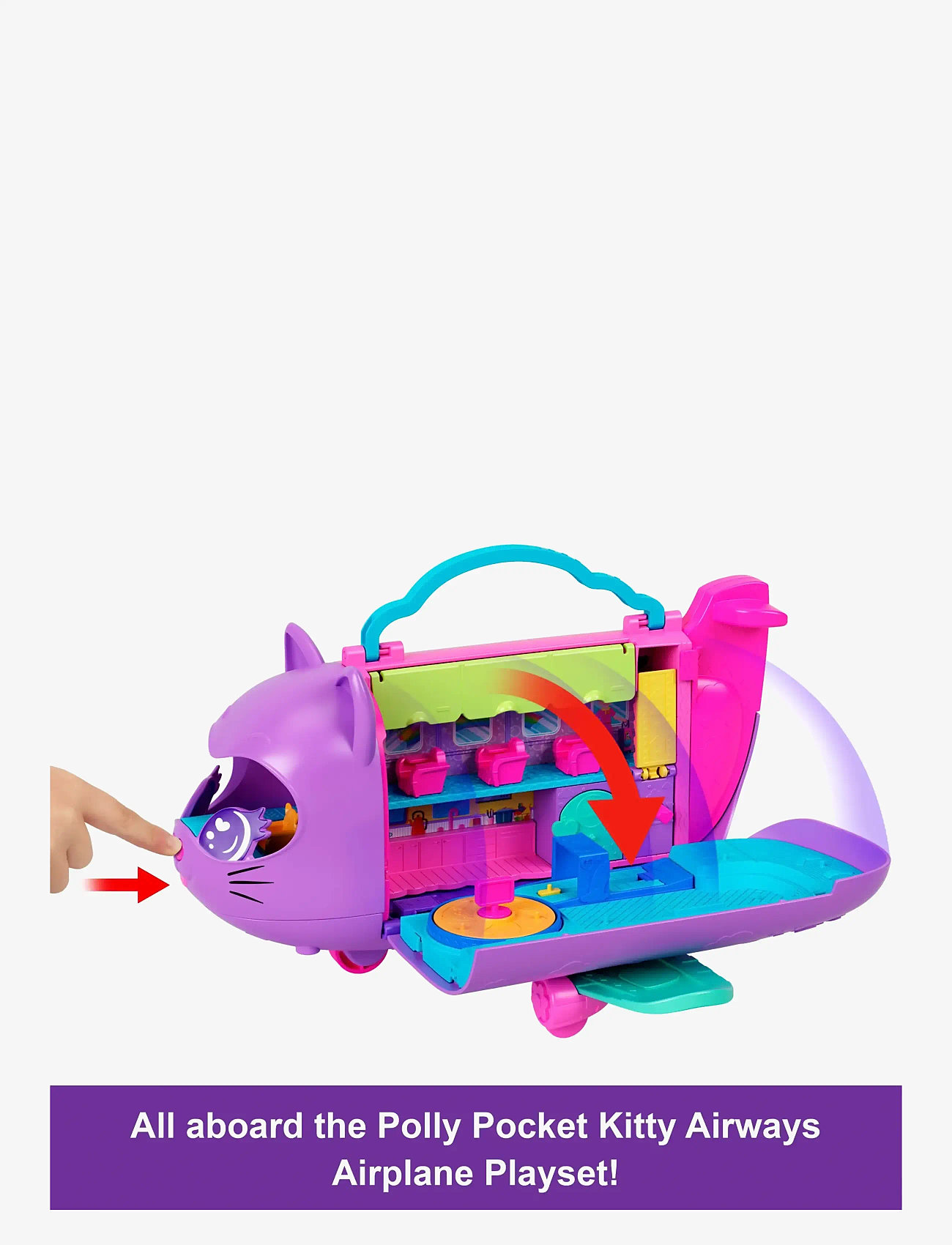Polly Pocket - Kitty Airways Playset with 2 Micro Dolls and Pet, Airplane Travel Toy with Accessories - spiel-sets - multicolor - 4