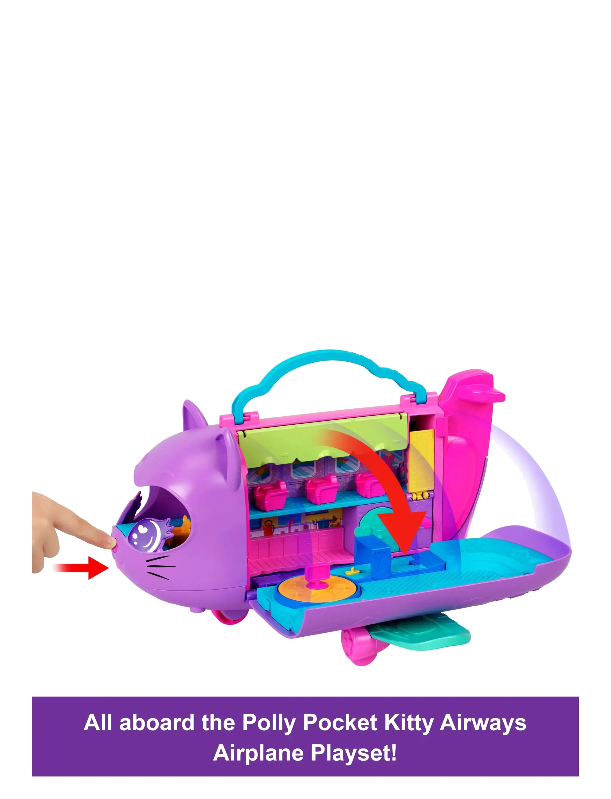 Polly Pocket - Kitty Airways Playset with 2 Micro Dolls and Pet, Airplane Travel Toy with Accessories - legesæt - multicolor - 4