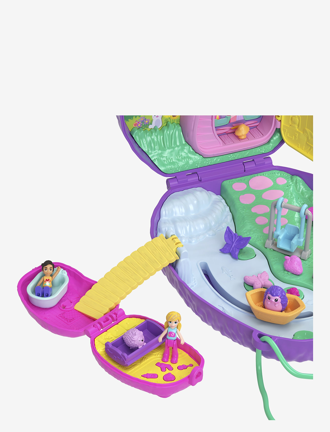 Polly Pocket - Hedgehog Mom & Baby Purse Playset with 2 Dolls & 16 Accessories Including Pets - spiel-sets - multi color - 2