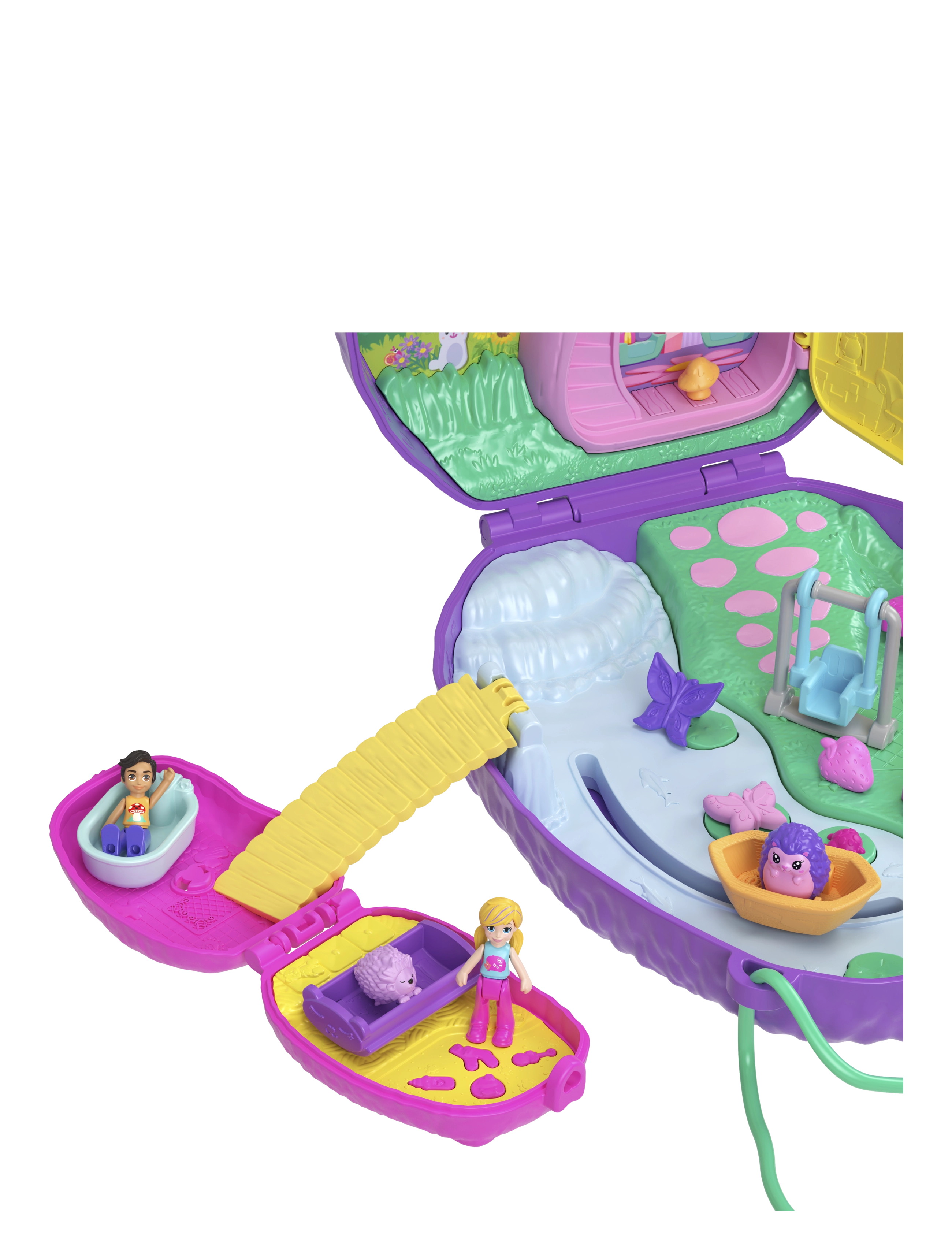 Polly Pocket - Hedgehog Mom & Baby Purse Playset with 2 Dolls & 16 Accessories Including Pets - ensembles de jeux - multi color - 2