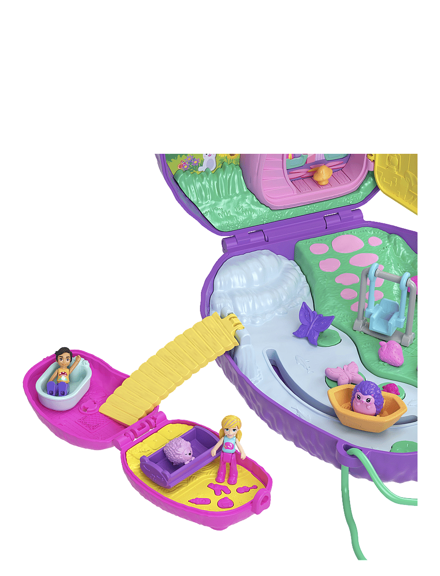 Polly Pocket - Hedgehog Mom & Baby Purse Playset with 2 Dolls & 16 Accessories Including Pets - leikfangasett - multi color - 2