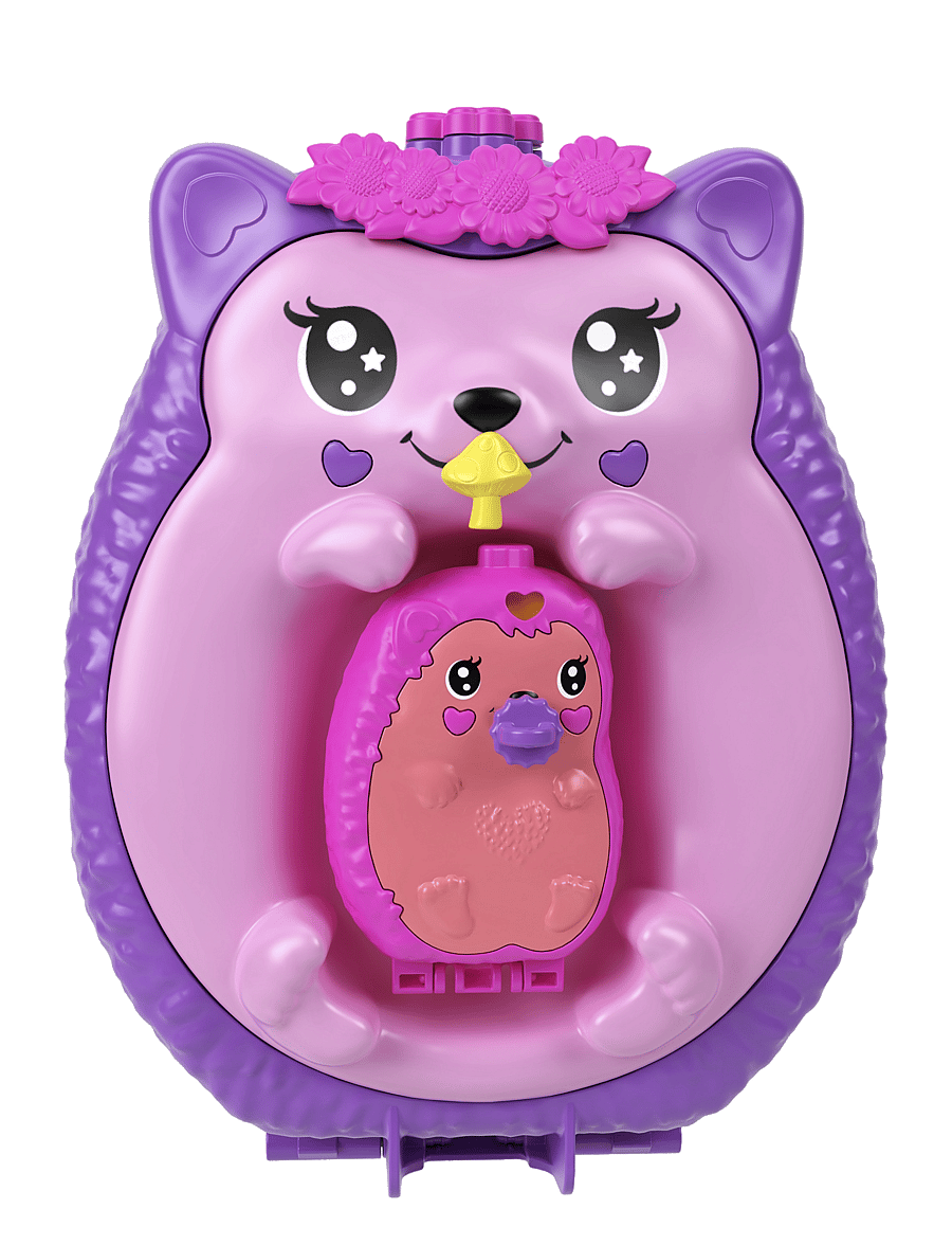 Polly Pocket - Hedgehog Mom & Baby Purse Playset with 2 Dolls & 16 Accessories Including Pets - leikfangasett - multi color - 3