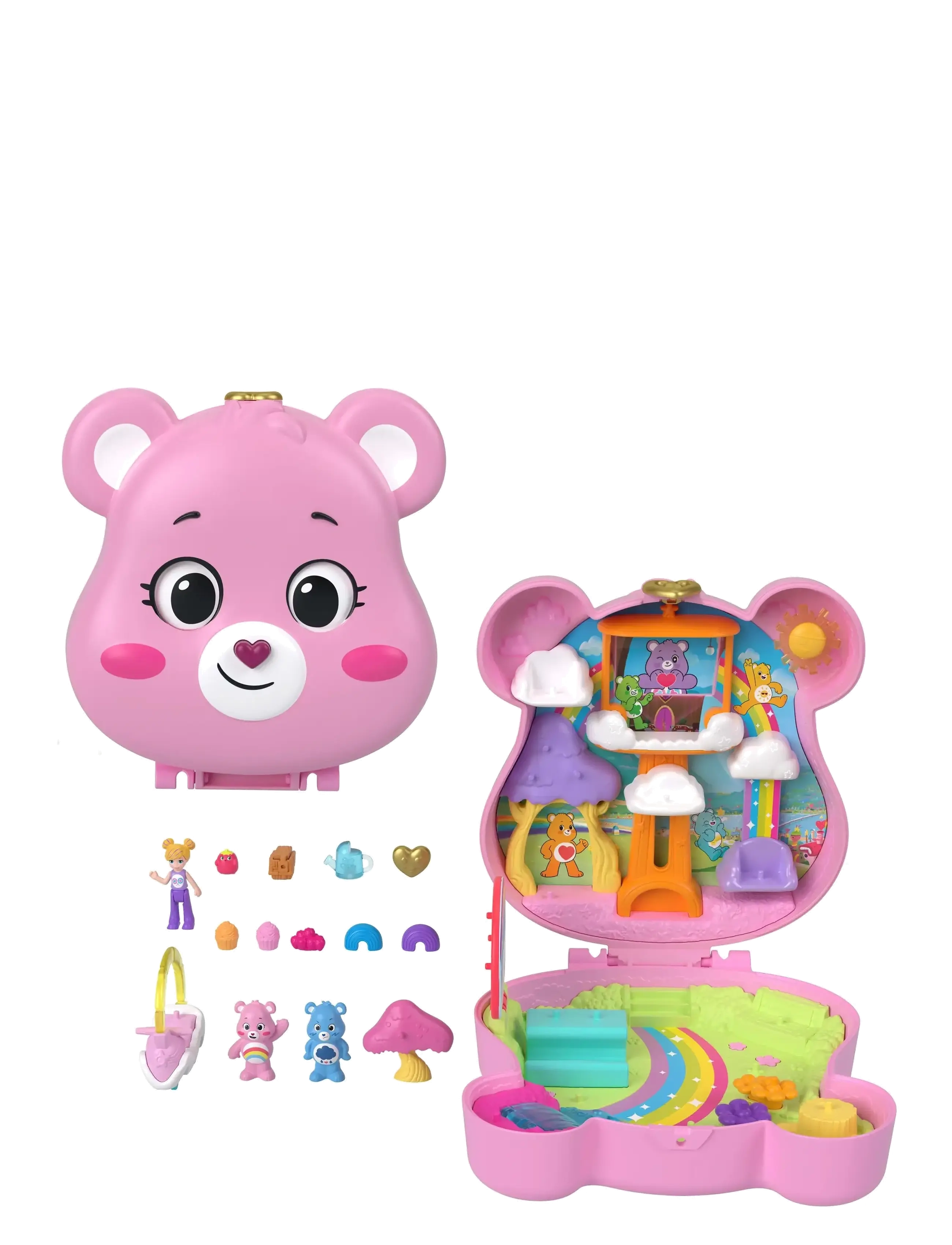 Polly Pocket x Care Bears Dolls & Playset with Toy Car and Themed Accessories, Compact Travel Toy - Leksakssets & Figurer - MULTI COLOR / multi