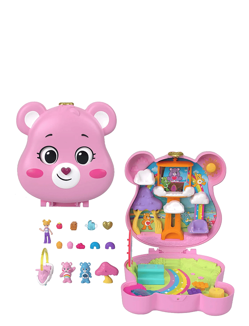 Polly Pocket - x Care Bears Dolls & Playset with Toy Car and Themed Accessories, Compact Travel Toy - mängukomplektid - multi color - 1