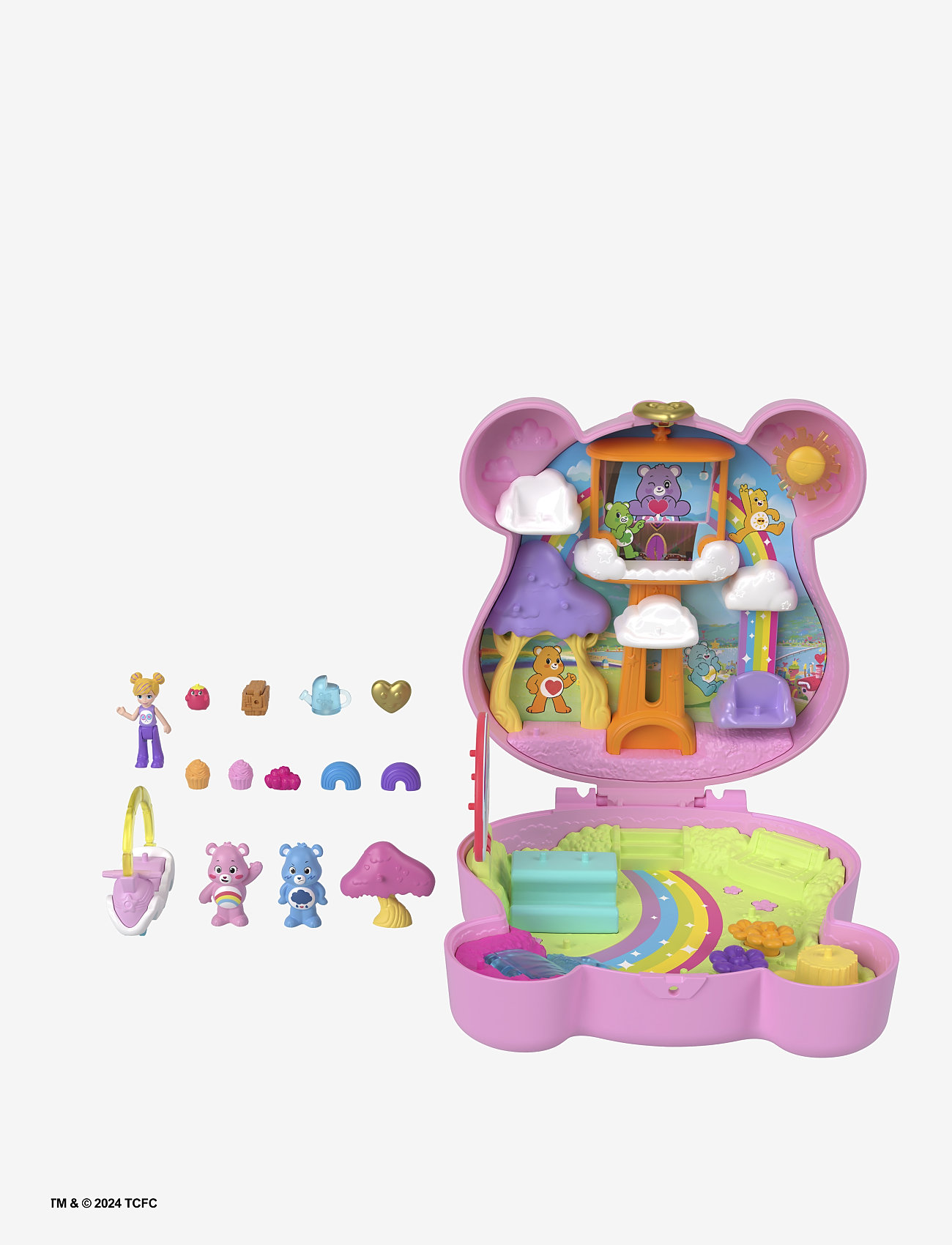 Polly Pocket - x Care Bears Dolls & Playset with Toy Car and Themed Accessories, Compact Travel Toy - play sets - multi color - 2