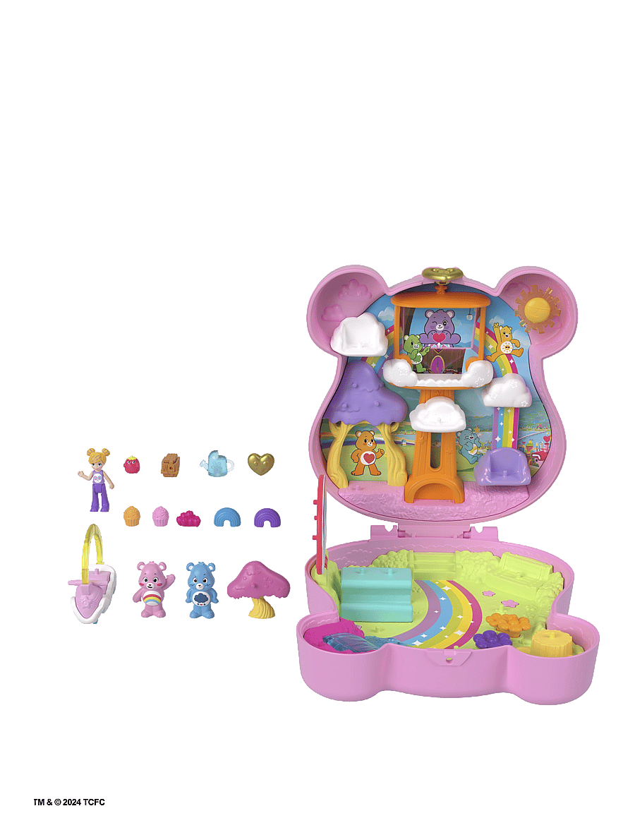 Polly Pocket - x Care Bears Dolls & Playset with Toy Car and Themed Accessories, Compact Travel Toy - spiel-sets - multi color - 2