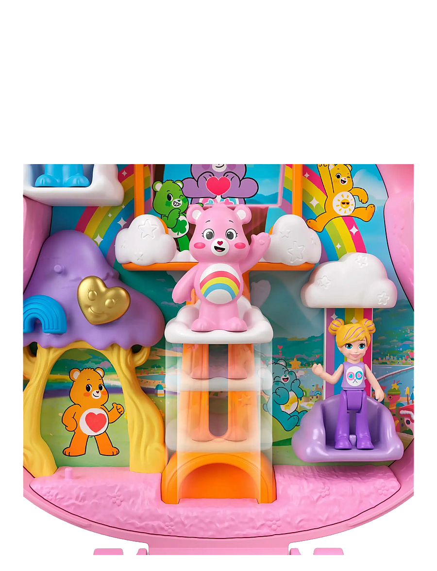 Polly Pocket - x Care Bears Dolls & Playset with Toy Car and Themed Accessories, Compact Travel Toy - spiel-sets - multi color - 3